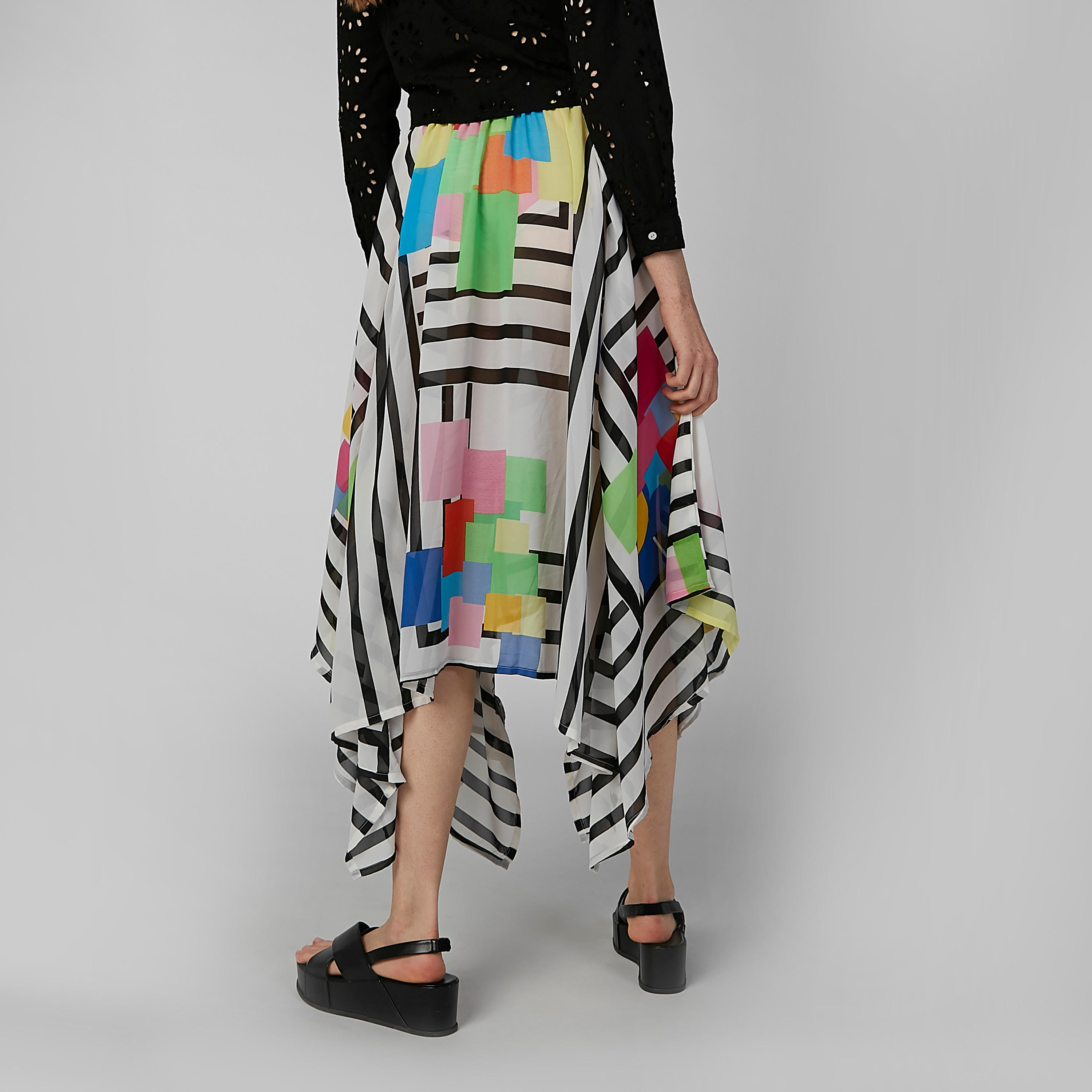 تنورة ميدي مطبوعة مع حواف غير متساوية وخصر مطاطي-women-clothing-bottoms-skirts-image-6