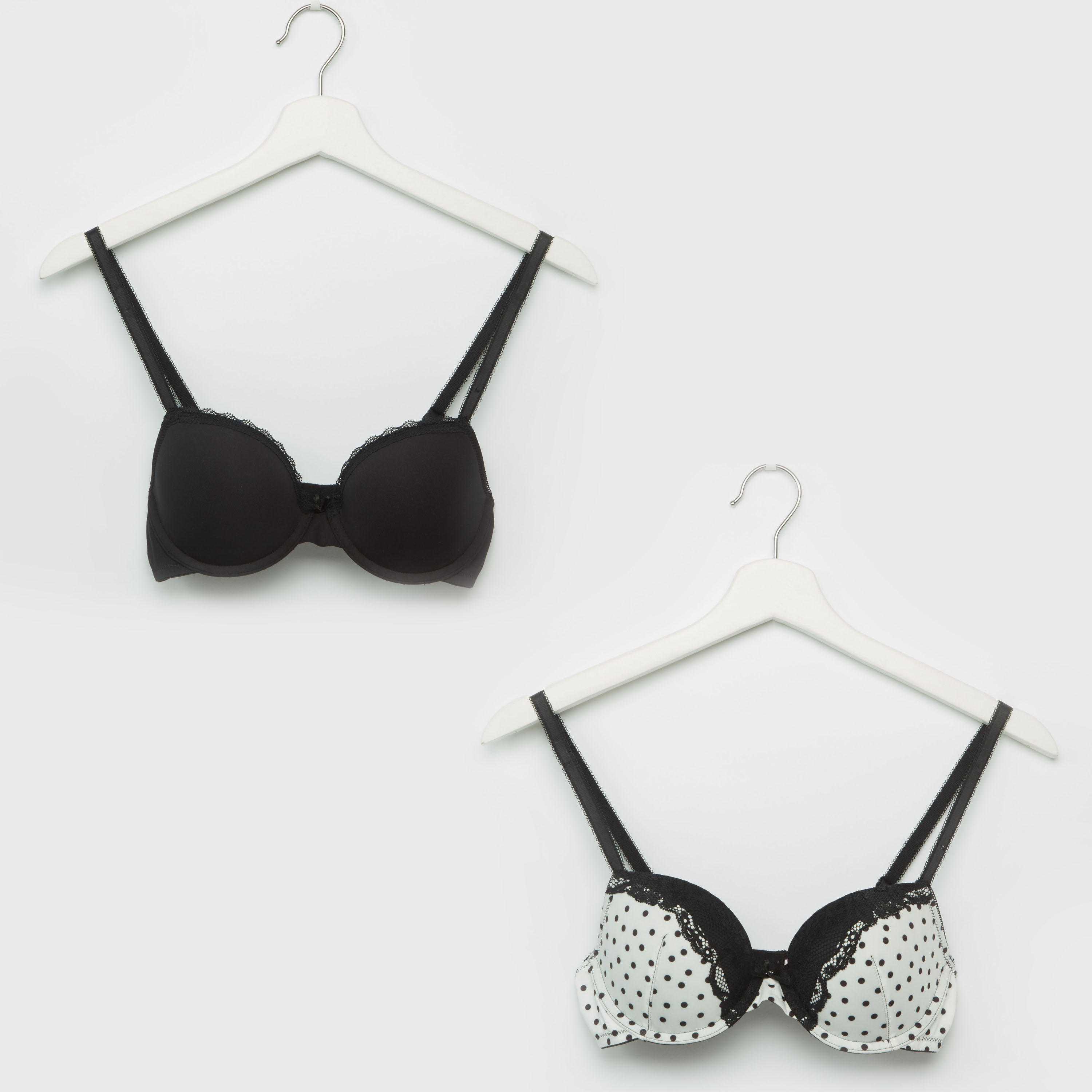 صدريّة تيشيرت مبطّنة بتفاصيل دانتيل ومشبك إغلاق ناعم - طقم من قطعتين-women-clothing-lingerie-bras-image-1