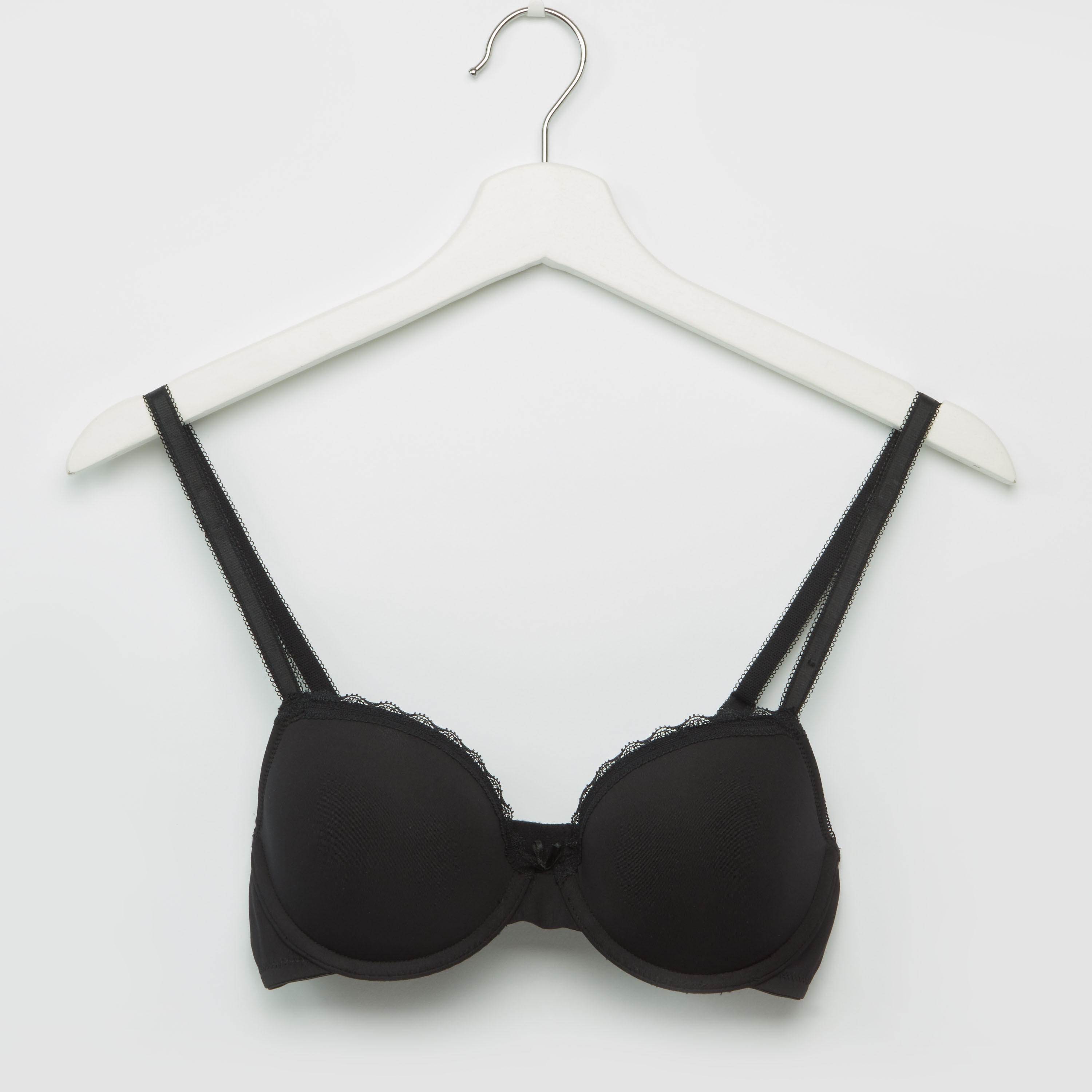 صدريّة تيشيرت مبطّنة بتفاصيل دانتيل ومشبك إغلاق ناعم - طقم من قطعتين-women-clothing-lingerie-bras-image-2