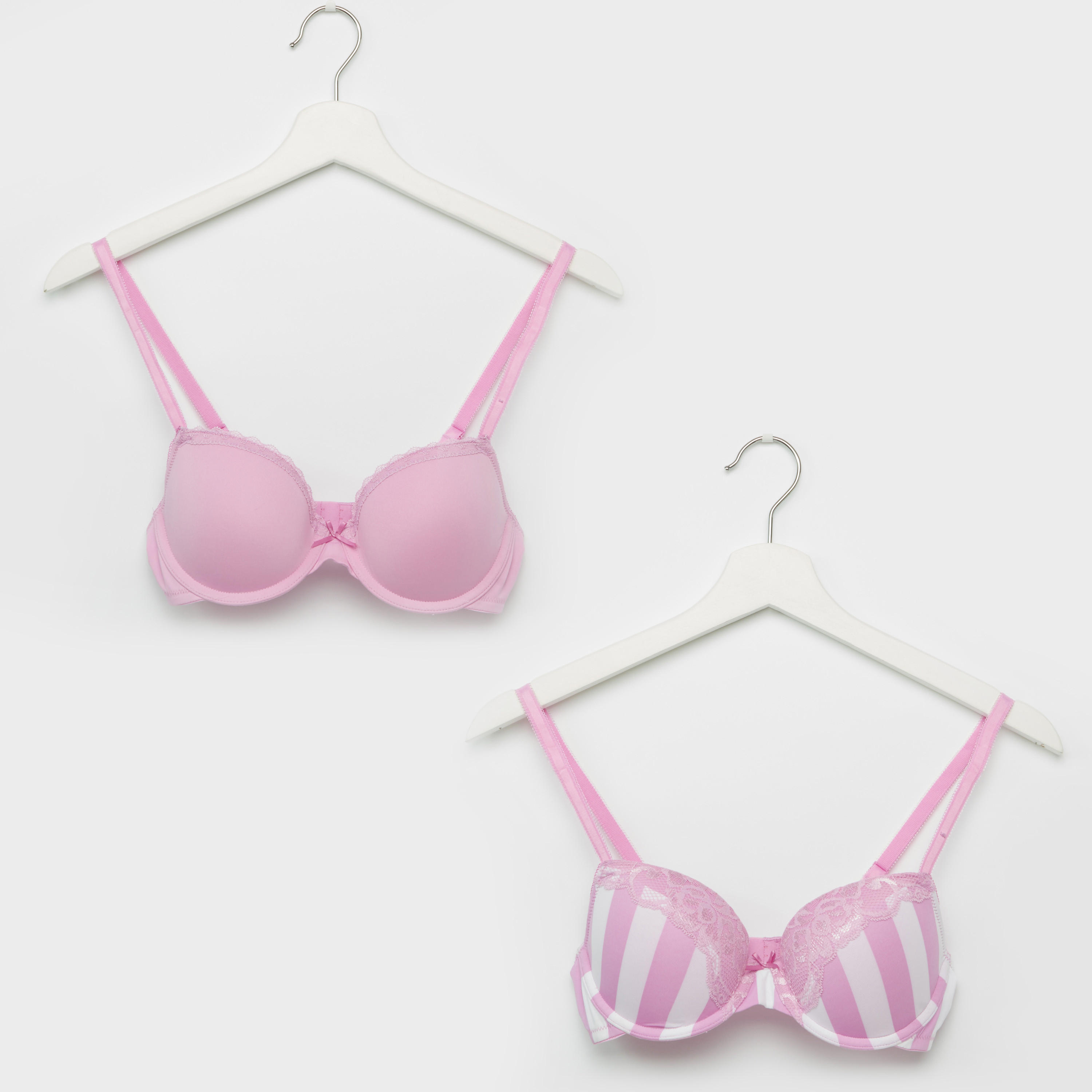 صدريّة مبطّنة بتفاصيل دانتيل ومشبك إغلاق ناعم - طقم من قطعتين-women-clothing-lingerie-bras-image-1