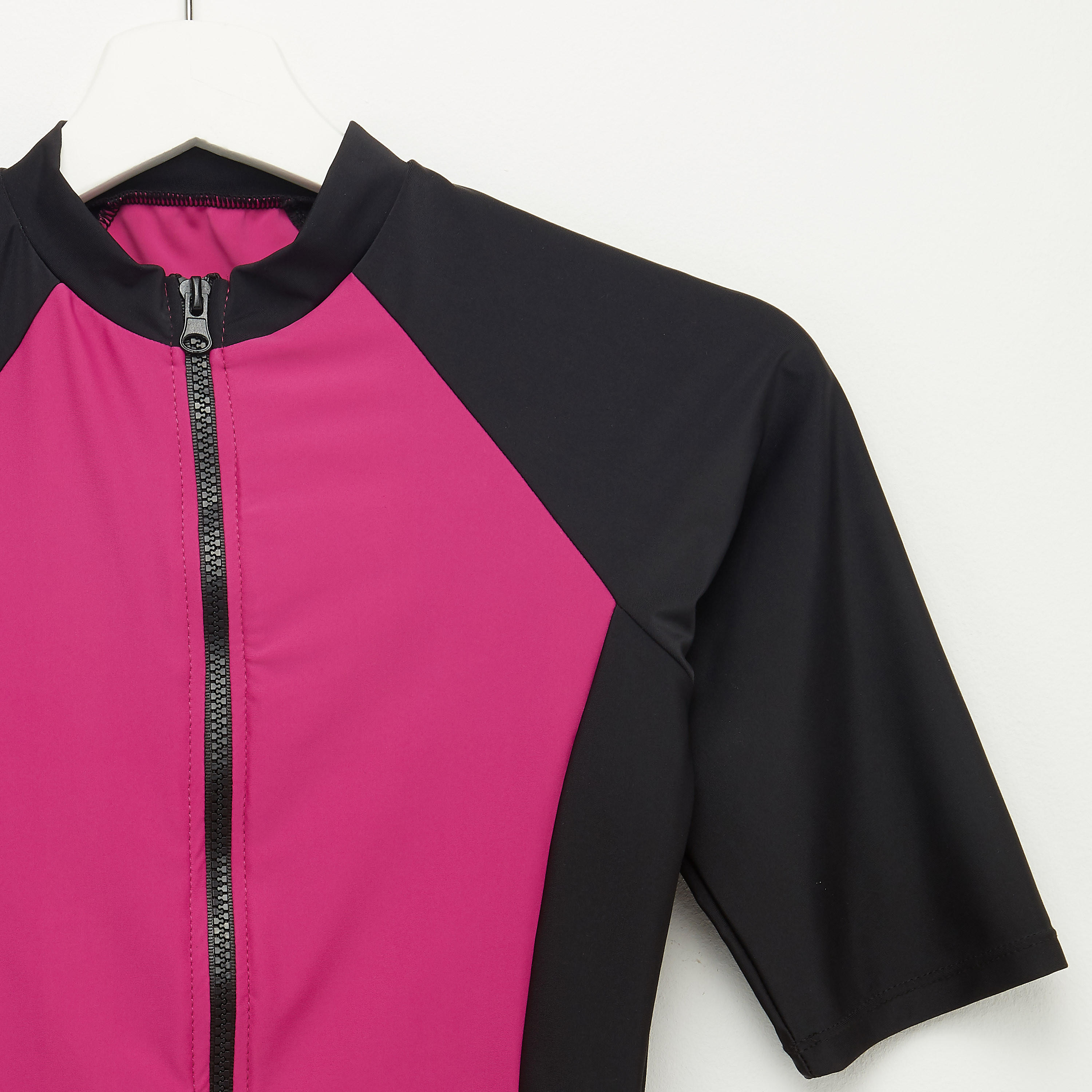 Plain Swimsuit with Raglan Sleeves and Zip Closure-women-clothing-swimandbeach-swimsuits-image-2