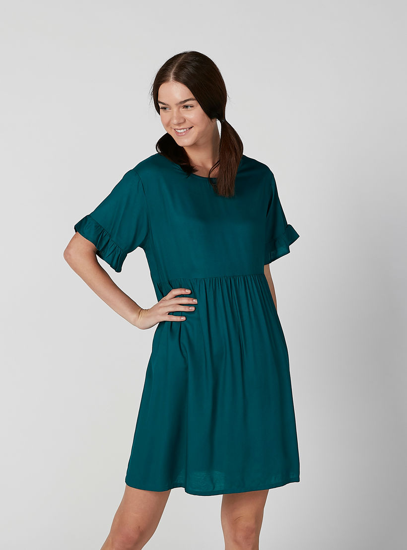 قميص نوم متنوع بياقة مستديرة وأكمام كشكش - طقم من قطعتين-women-clothing-nightwear-nighties-image-2