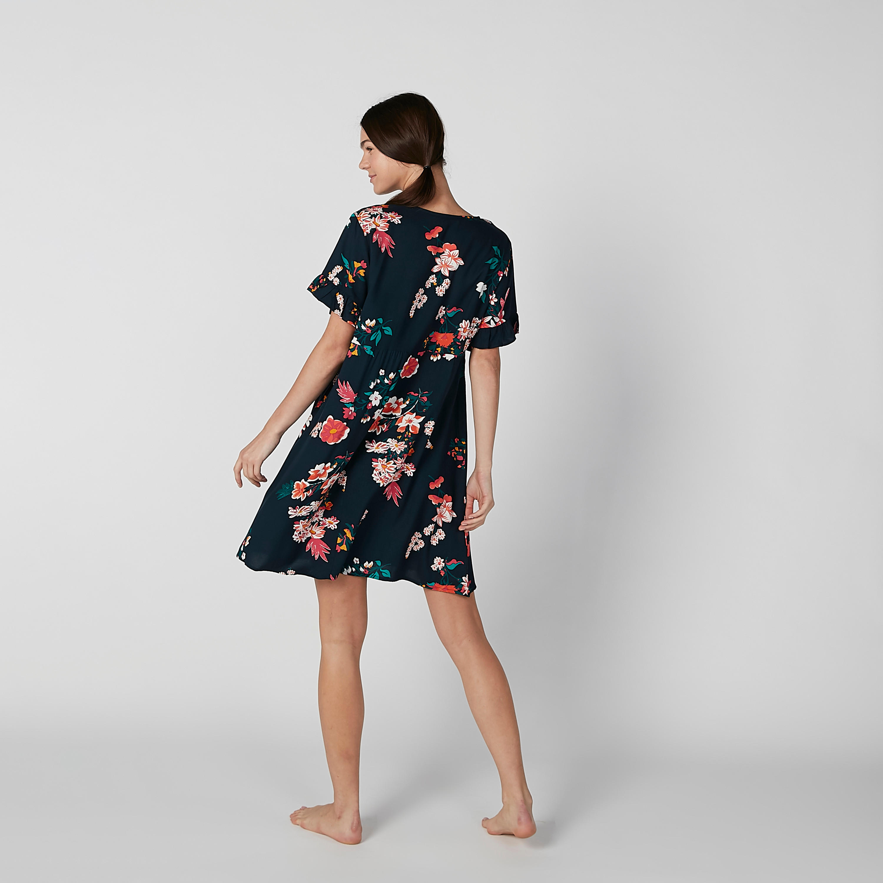 قميص نوم متنوع بياقة مستديرة وأكمام كشكش - طقم من قطعتين-women-clothing-nightwear-nighties-image-3