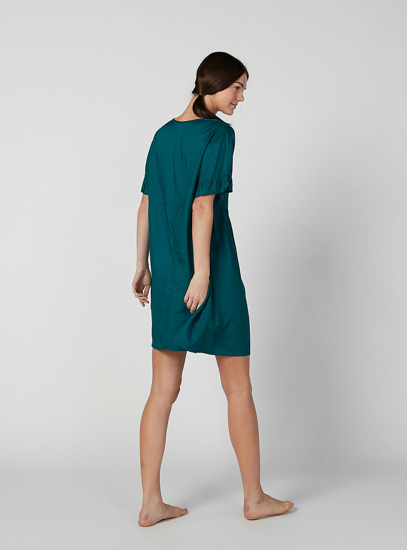 قميص نوم متنوع بياقة مستديرة وأكمام كشكش - طقم من قطعتين-women-clothing-nightwear-nighties-image-4