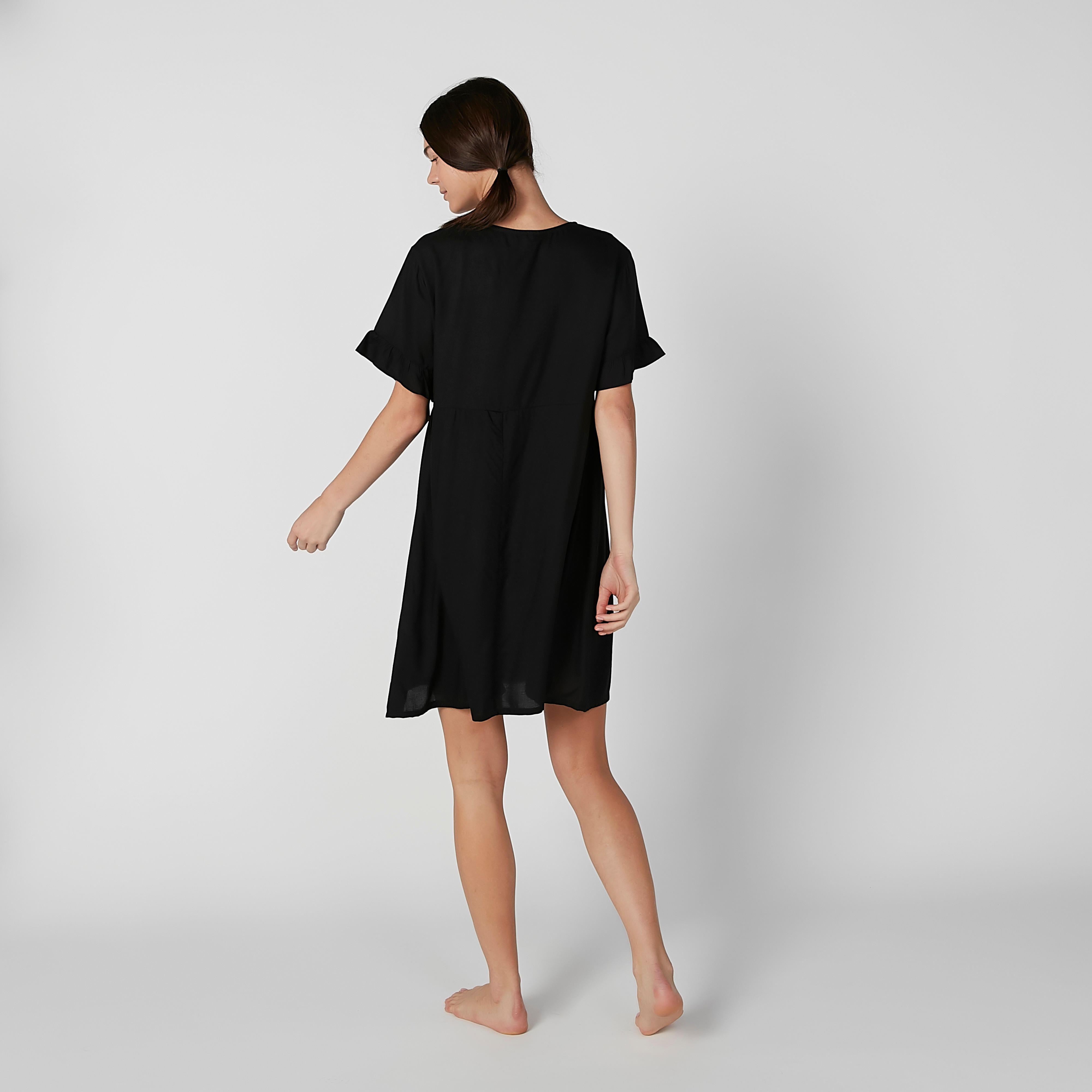 قميص نوم متنوع بياقة مستديرة وأكمام كشكش - طقم من قطعتين-women-clothing-nightwear-nighties-image-5
