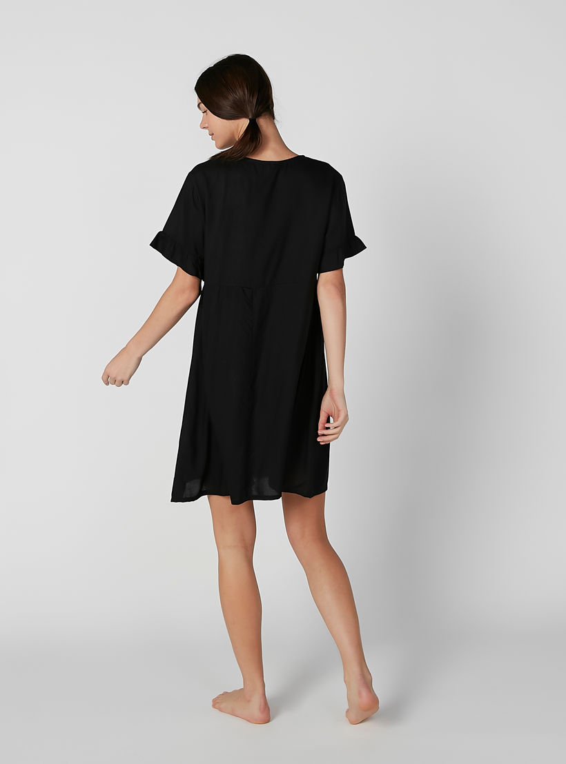 قميص نوم متنوع بياقة مستديرة وأكمام كشكش - طقم من قطعتين-women-clothing-nightwear-nighties-image-5