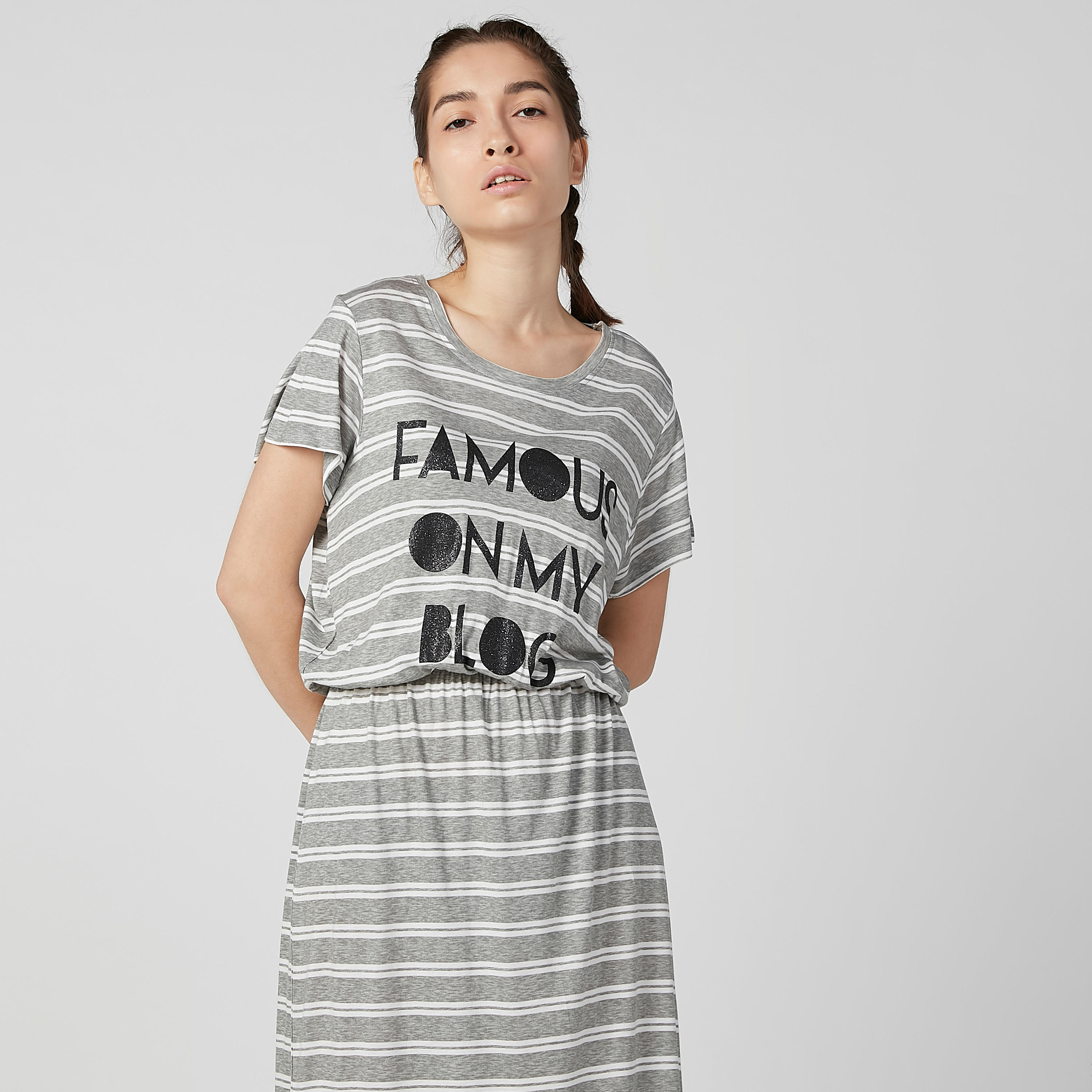 Sustainable Striped Maxi Dress with Round Neck and Print Detail-women-clothing-nightwear-nighties-image-3