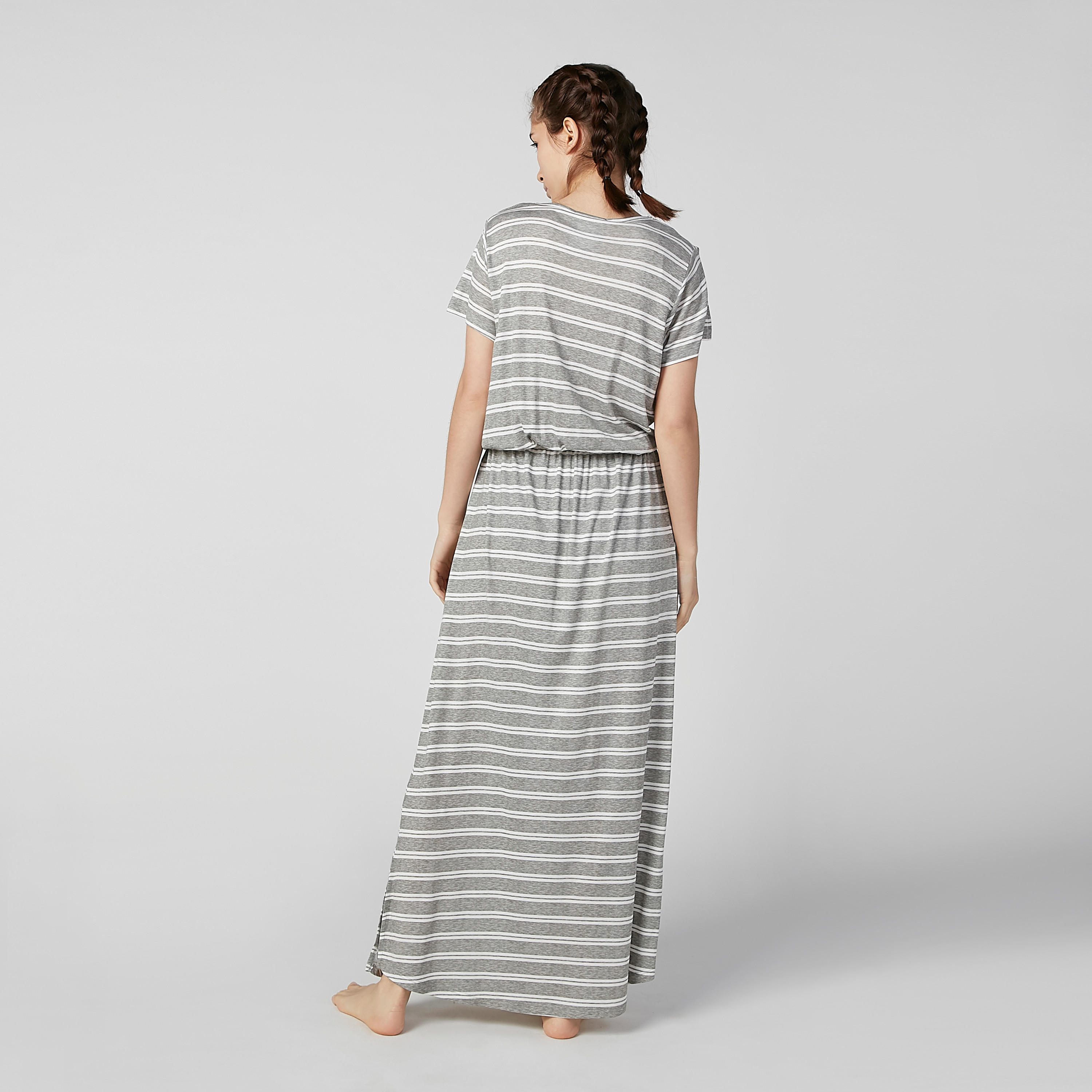 Sustainable Striped Maxi Dress with Round Neck and Print Detail-women-clothing-nightwear-nighties-image-4