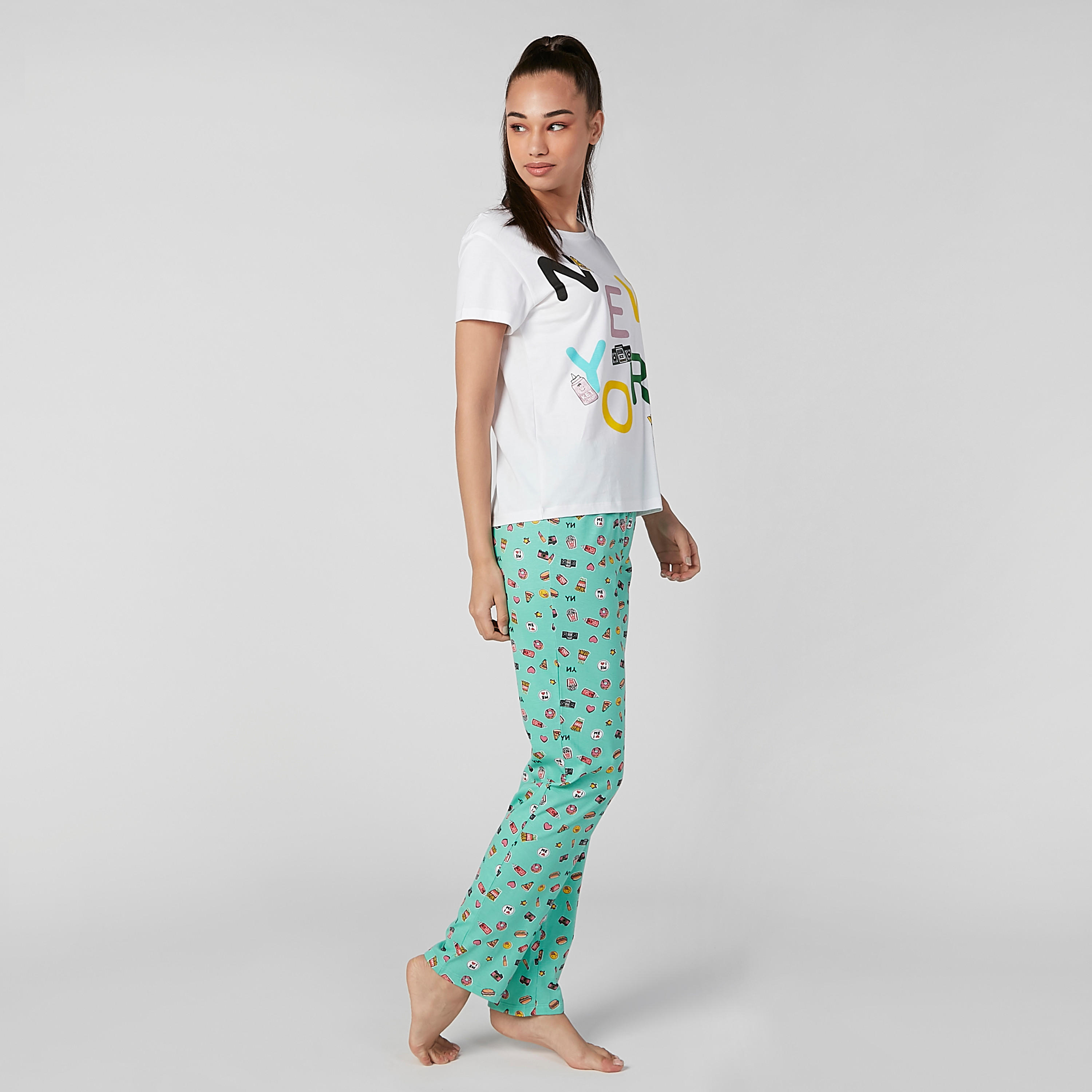 Printed Round Neck T-shirt and Full Length Pyjama Set-women-clothing-nightwear-pyjamas-longsets-image-5