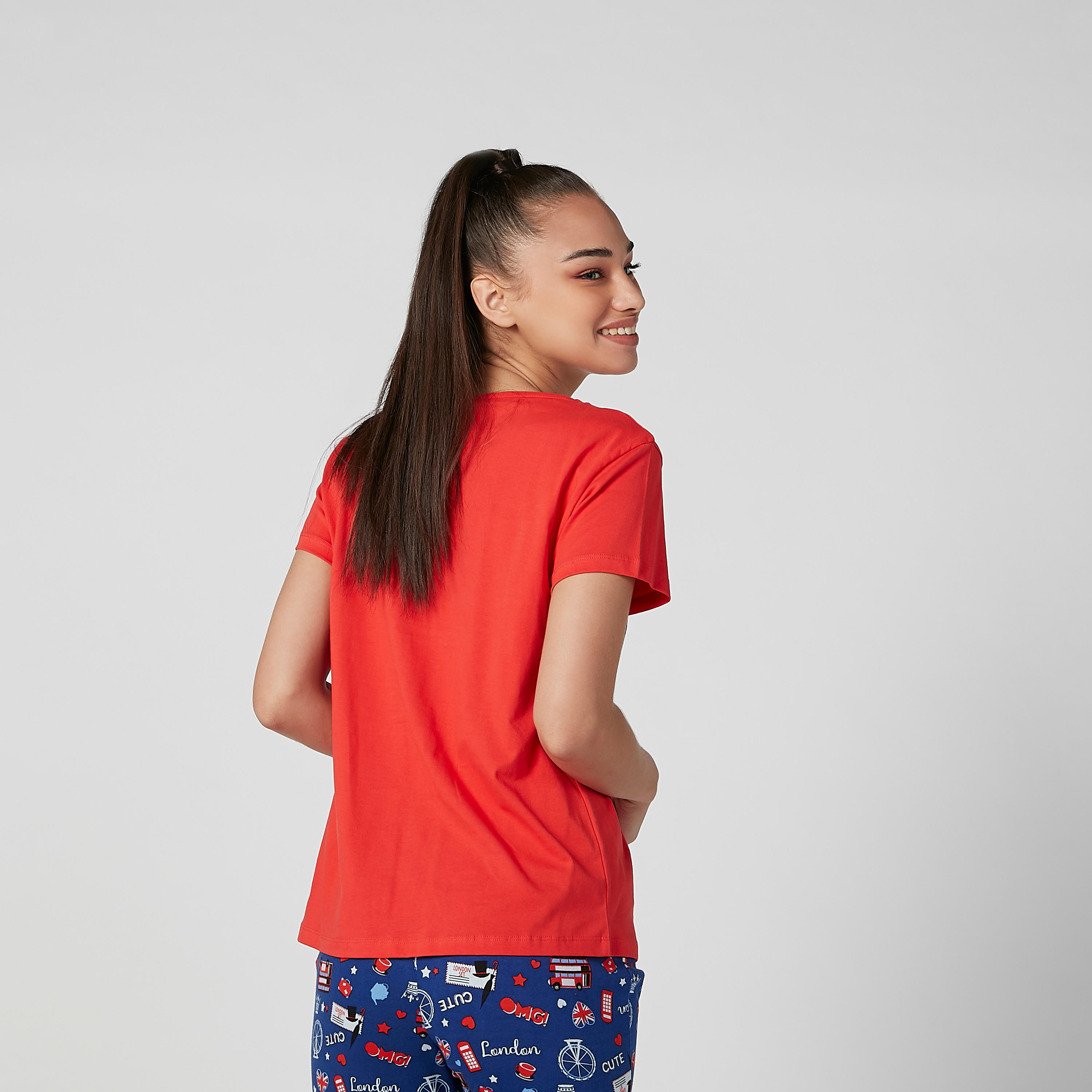 Printed Round Neck T-shirt and Full Length Pyjama Set-women-clothing-nightwear-pyjamas-longsets-image-5