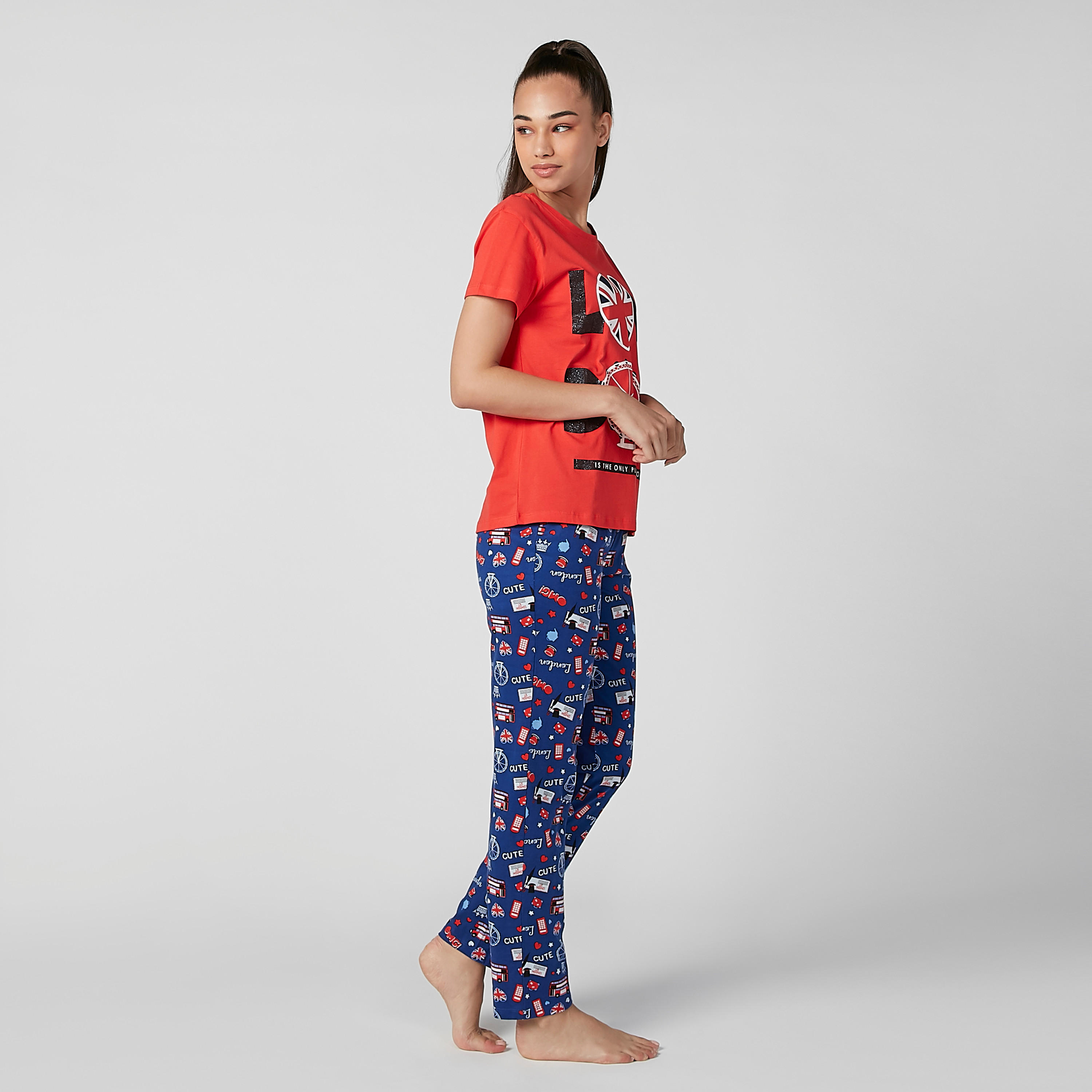 Printed Round Neck T-shirt and Full Length Pyjama Set-women-clothing-nightwear-pyjamas-longsets-image-3