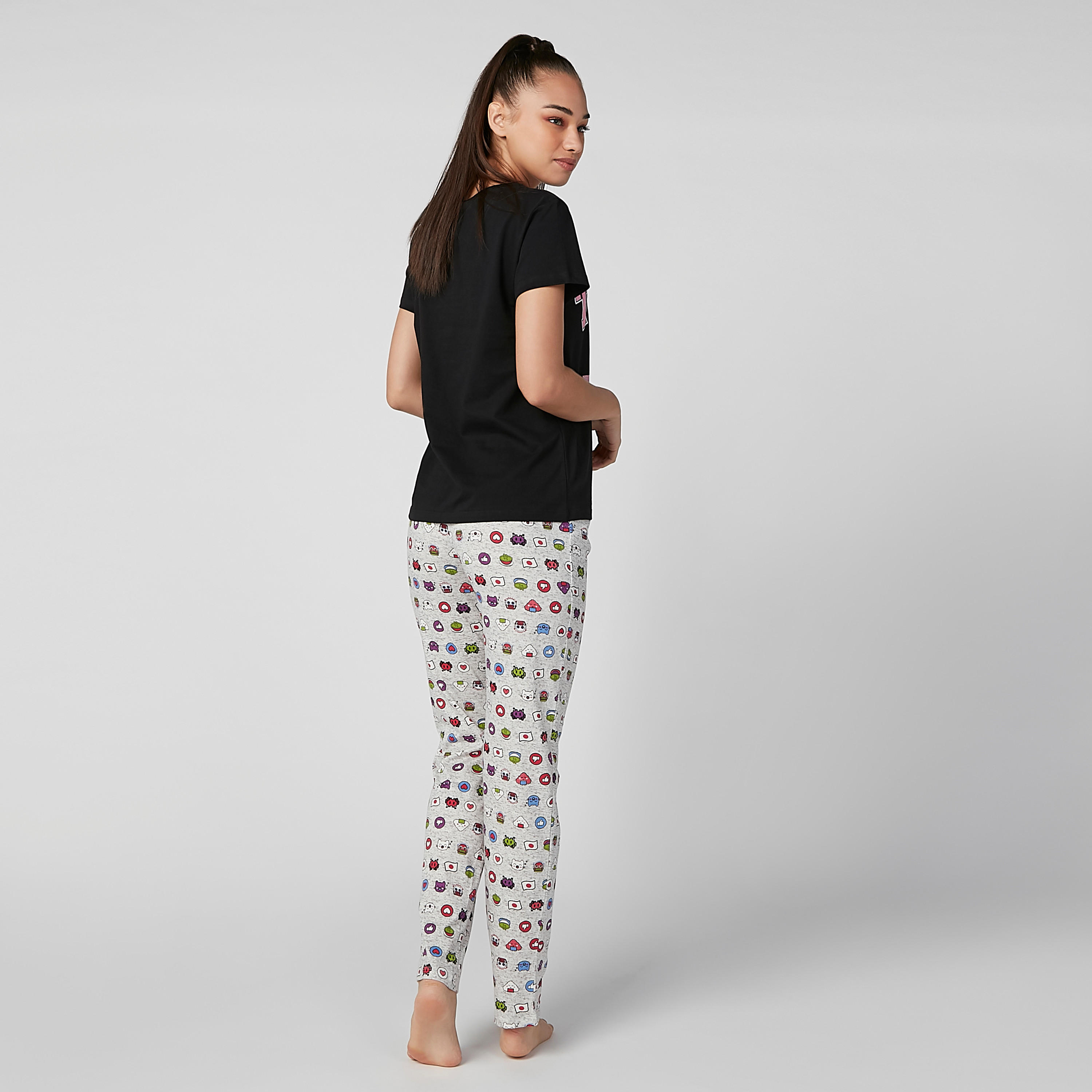 Printed Round Neck T-shirt and Full Length Pyjama Set-women-clothing-nightwear-pyjamas-longsets-image-5