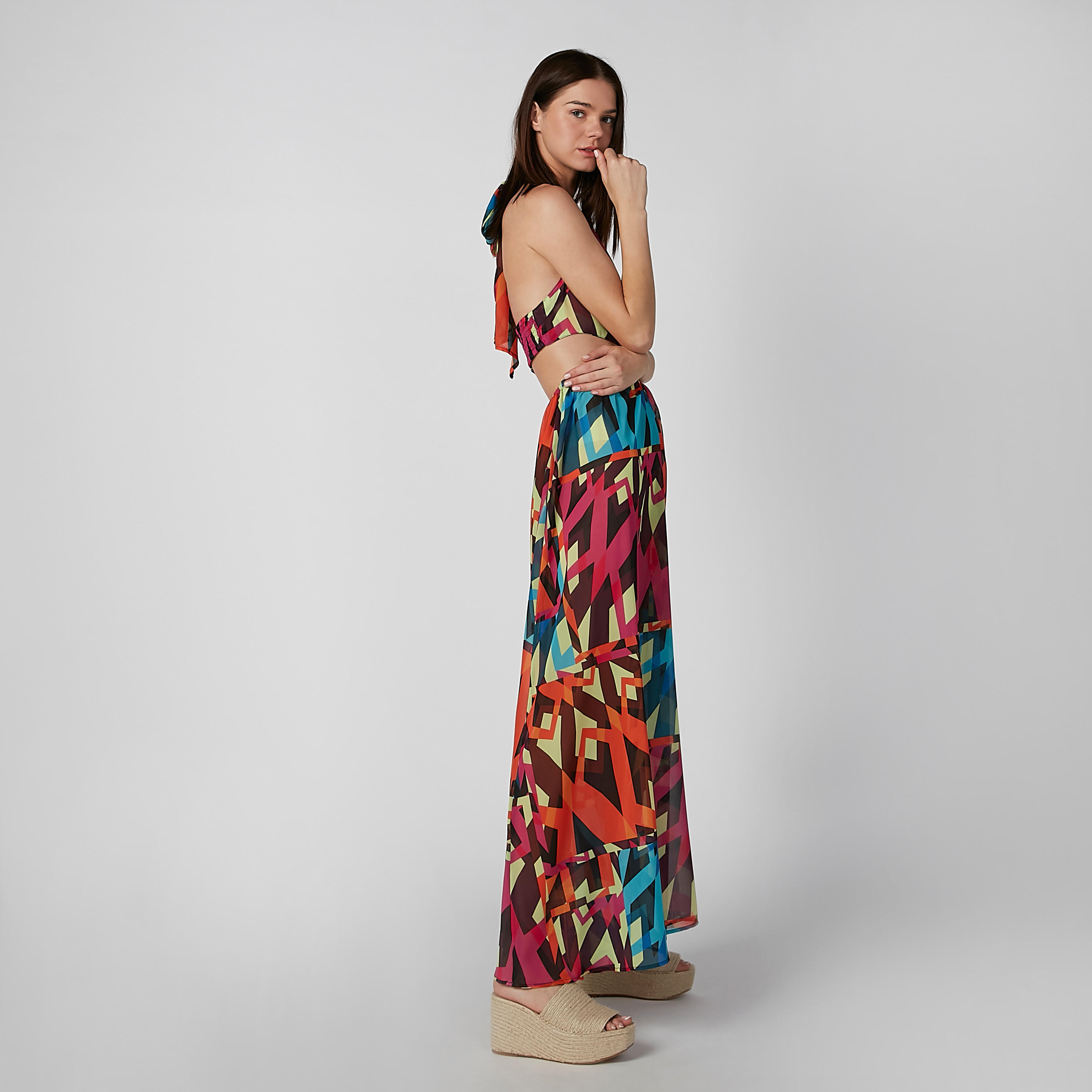 فستان إيه لاين طويل دون أكمام بأربطة وطبعات-women-clothing-dresses-image-3