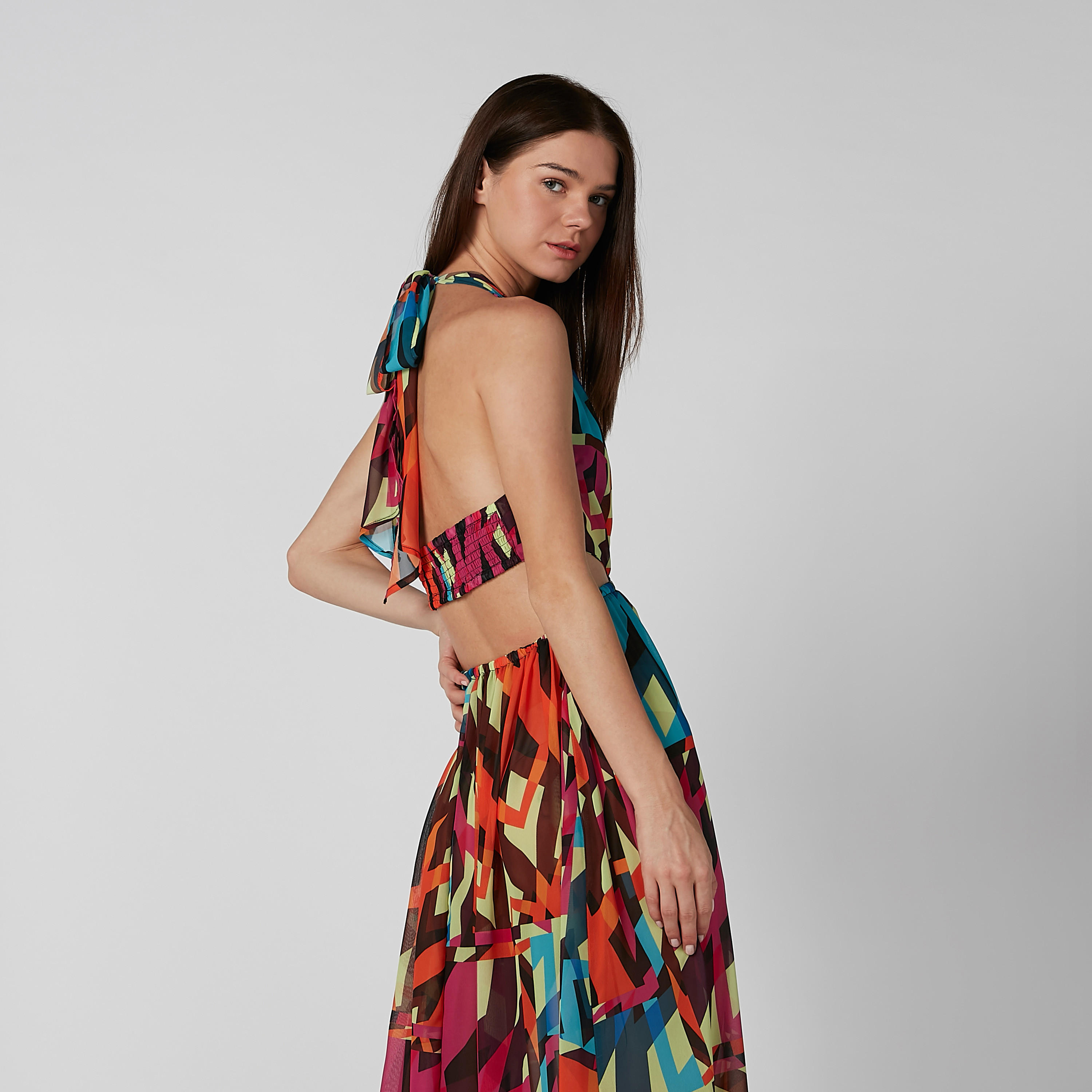 فستان إيه لاين طويل دون أكمام بأربطة وطبعات-women-clothing-dresses-image-5