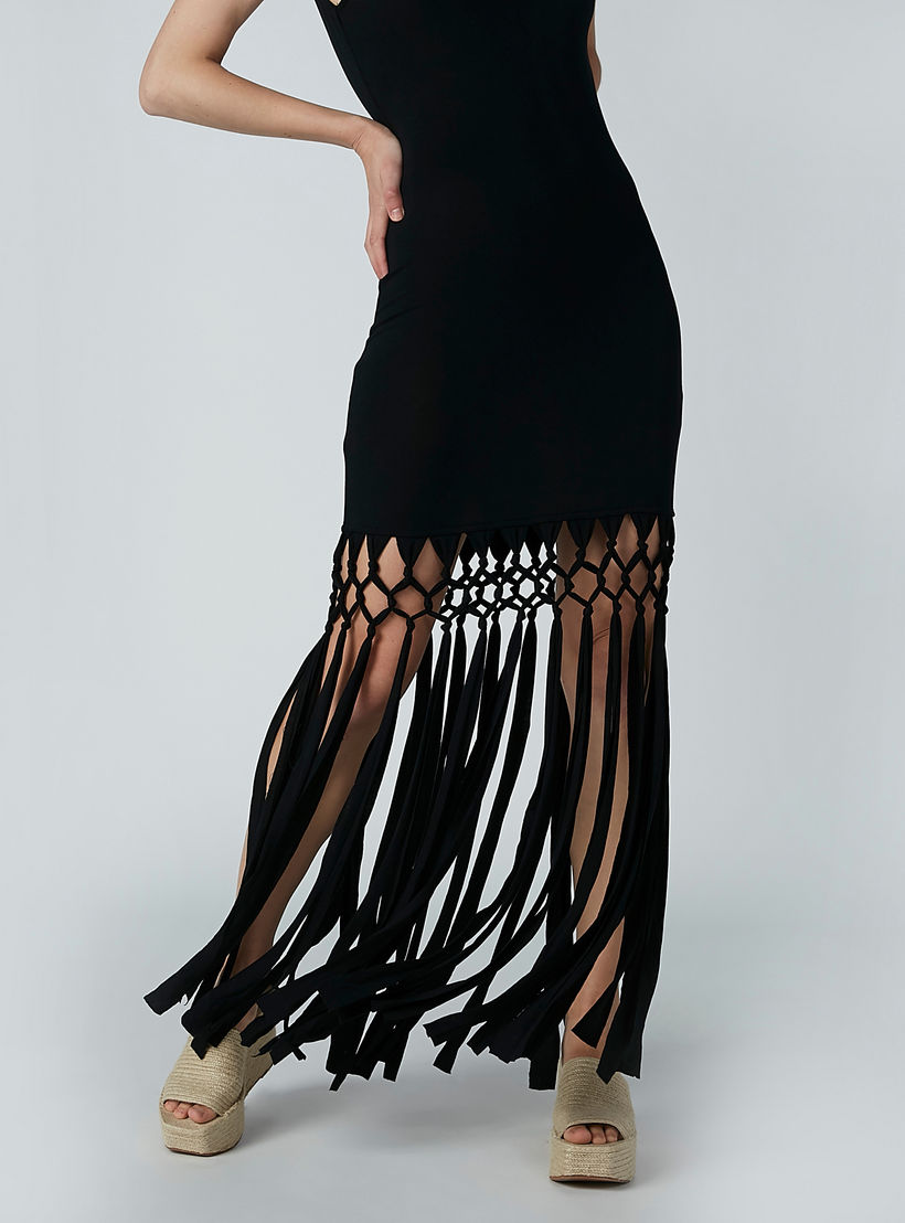 فستان ميدي سادة دون أكمام بياقة V وشُرّابات-women-clothing-dresses-image-2