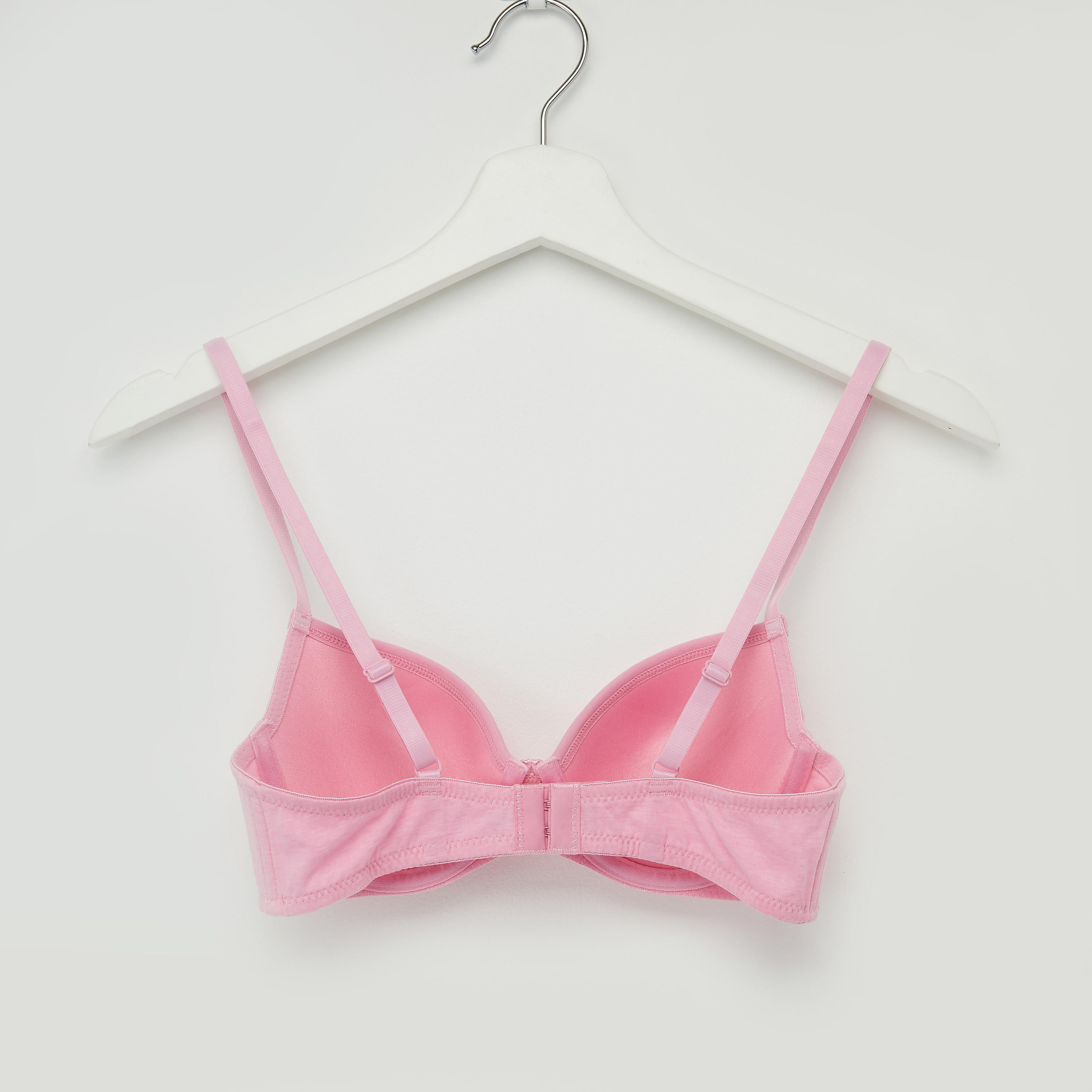 Plain Padded Plunge Bra with Hook and Eye Closure-women-clothing-lingerie-bras-image-2