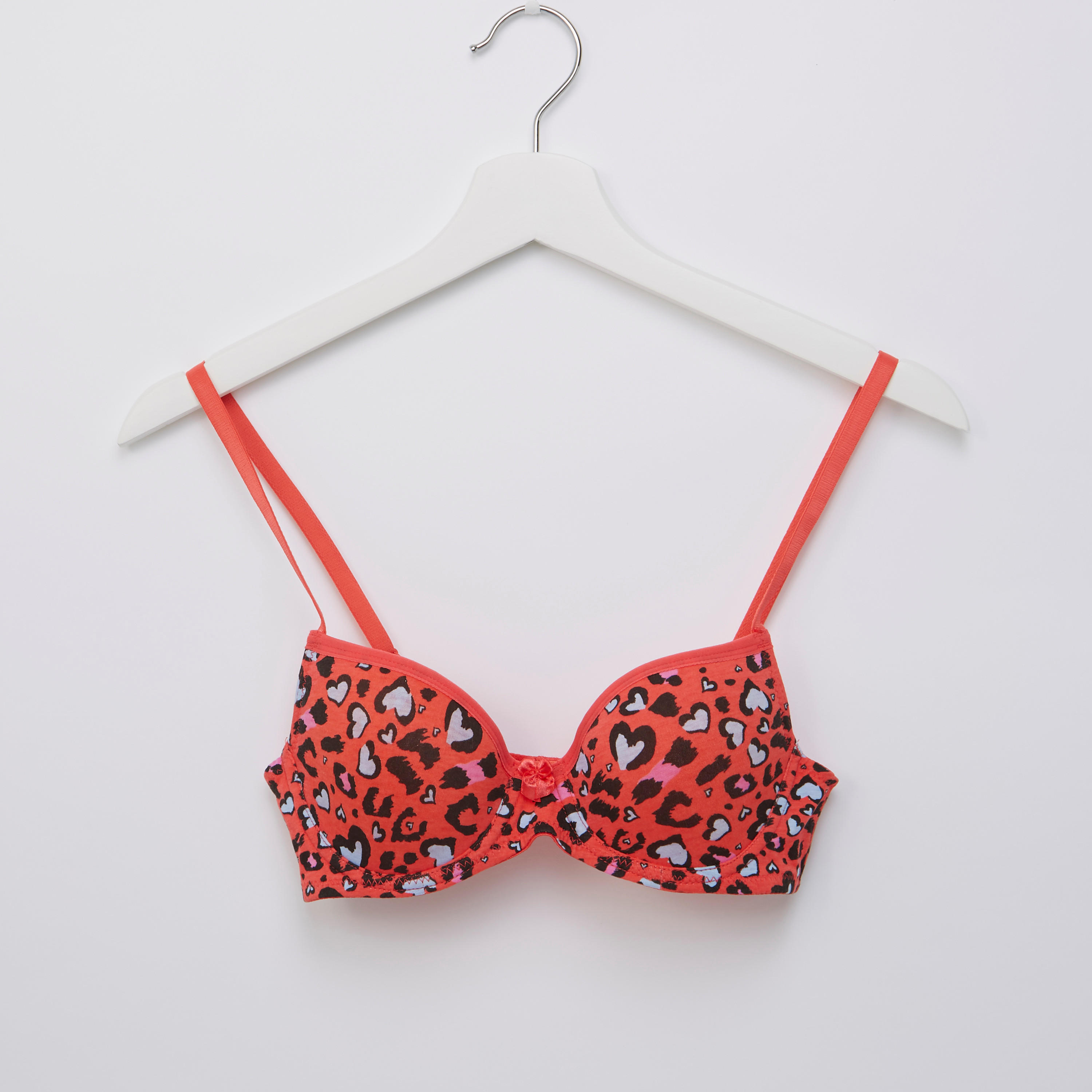 Printed Padded T-shirt Bra with Hook and Eye Closure-women-clothing-lingerie-bras-image-1