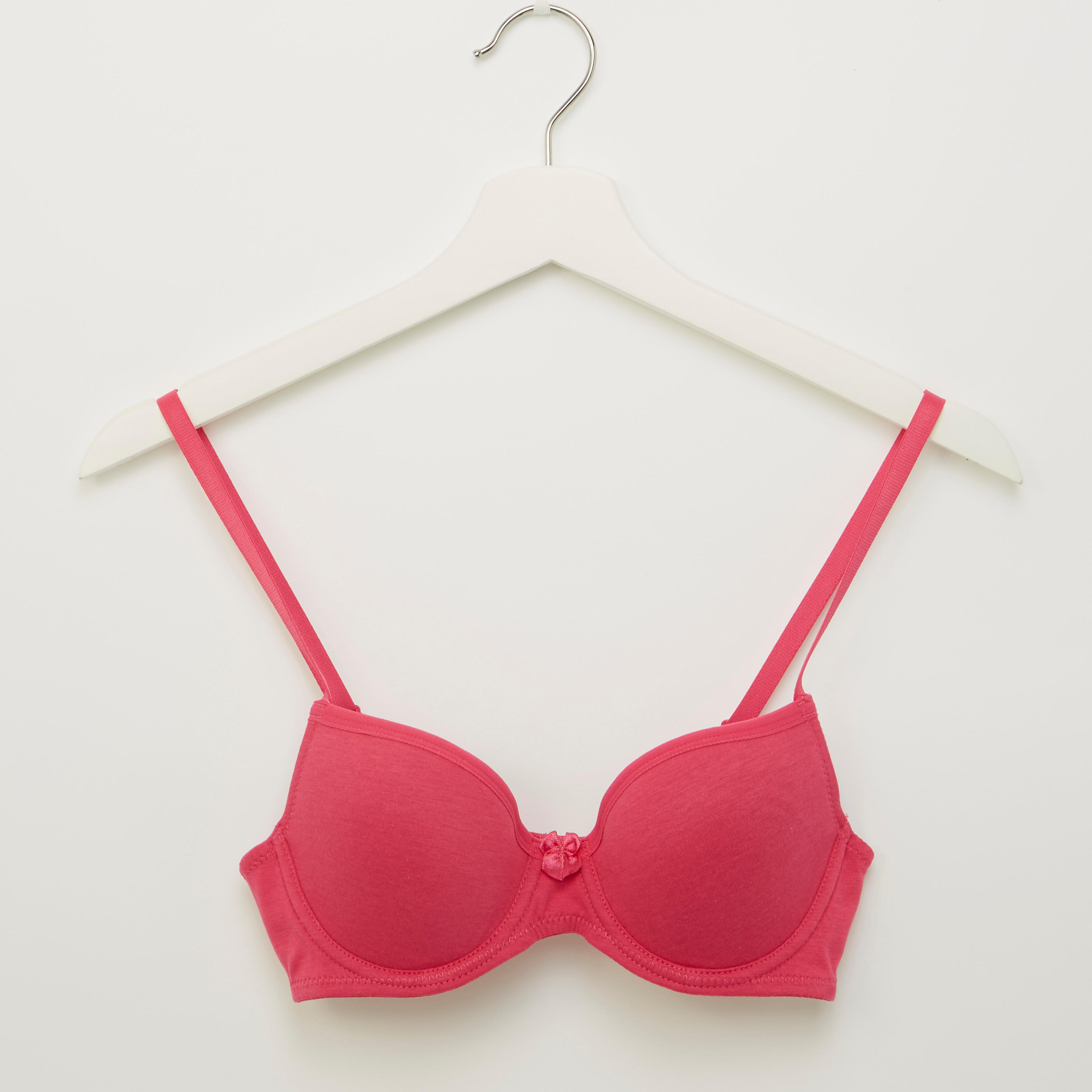 Plain Padded Plunge Bra with Hook and Eye Closure-women-clothing-lingerie-bras-image-1