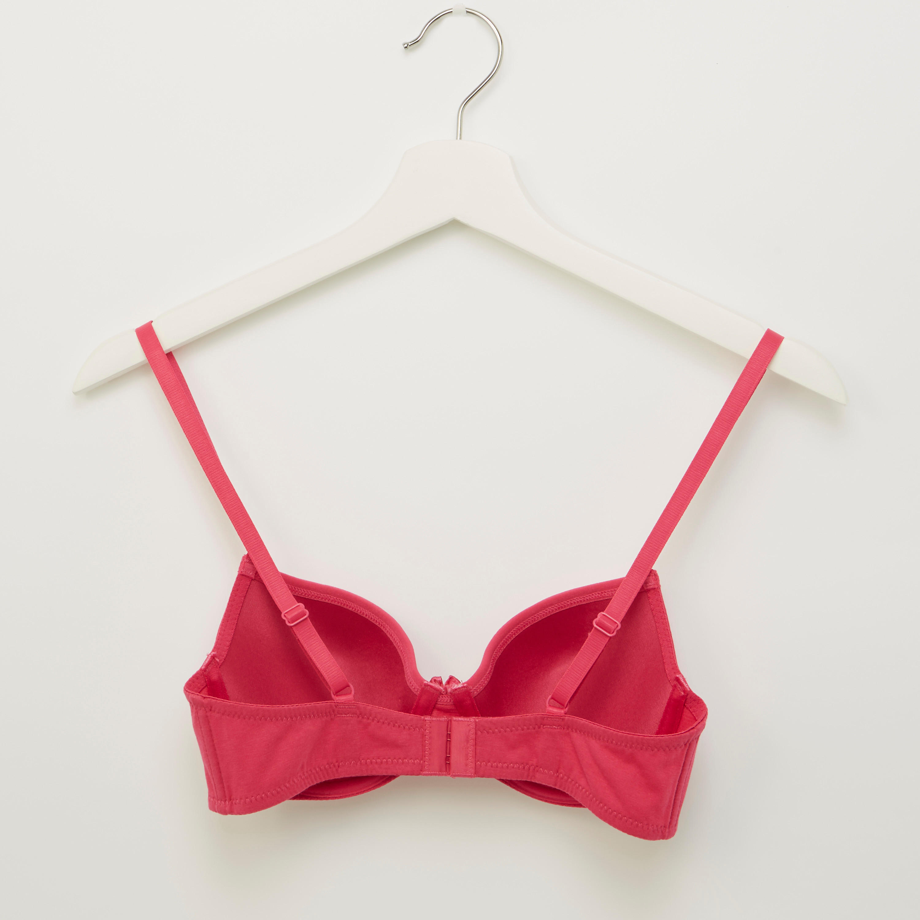 Plain Padded Plunge Bra with Hook and Eye Closure-women-clothing-lingerie-bras-image-2