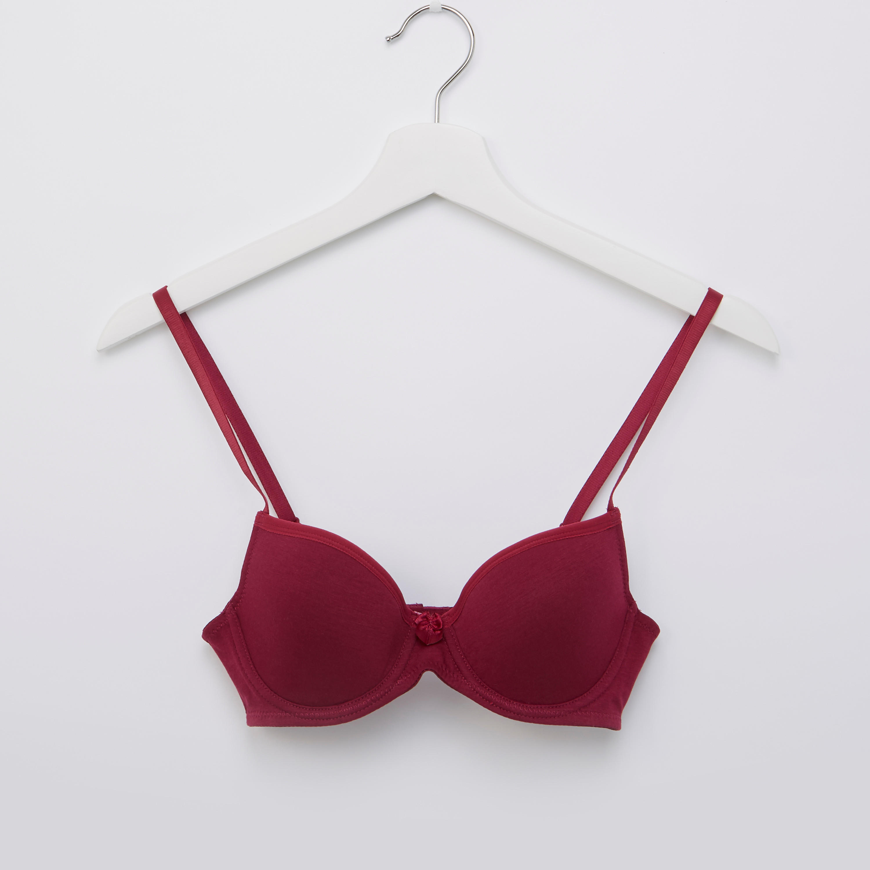 Plain Padded T-shirt Bra with Hook and Eye Closure-women-clothing-lingerie-bras-image-1