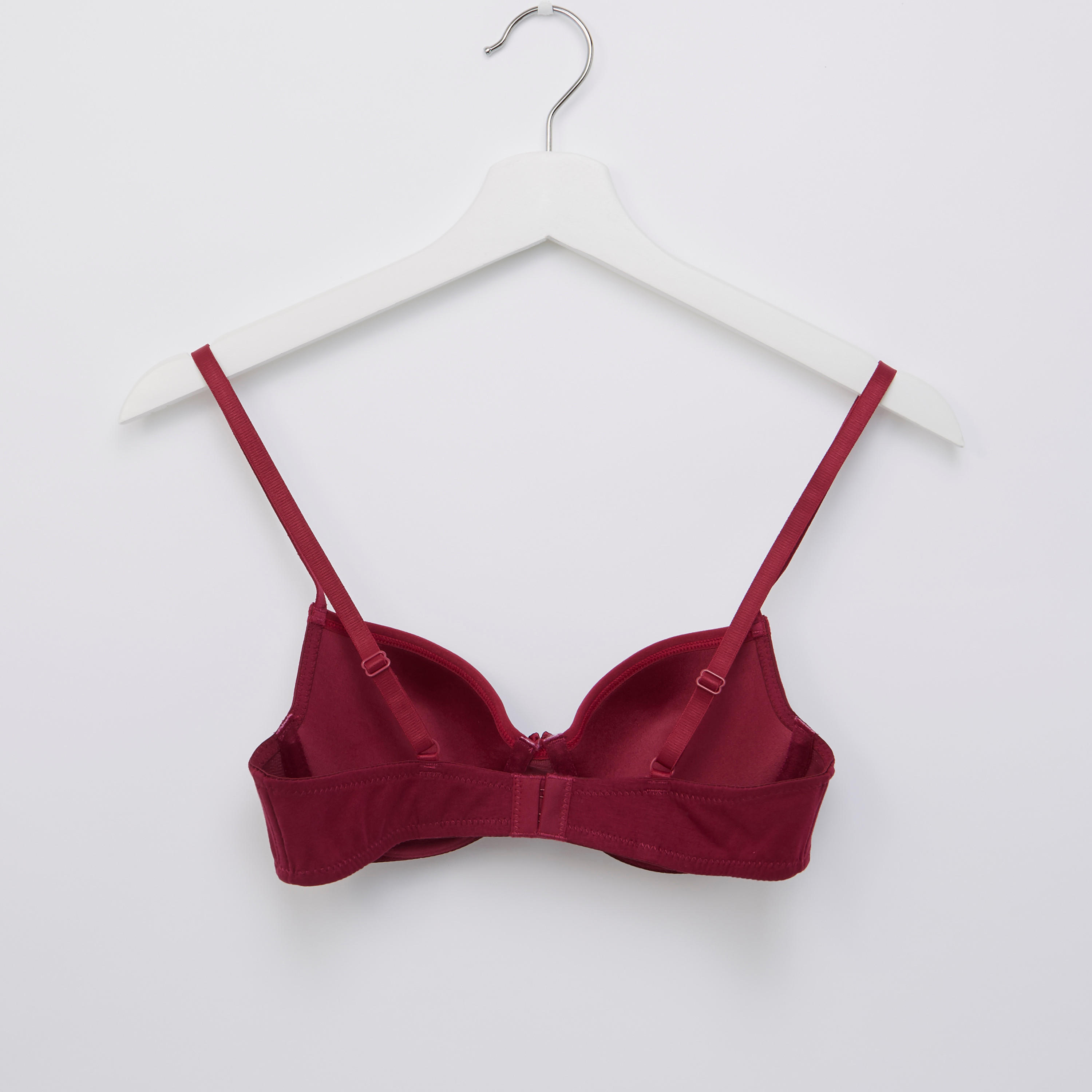 Plain Padded T-shirt Bra with Hook and Eye Closure-women-clothing-lingerie-bras-image-2