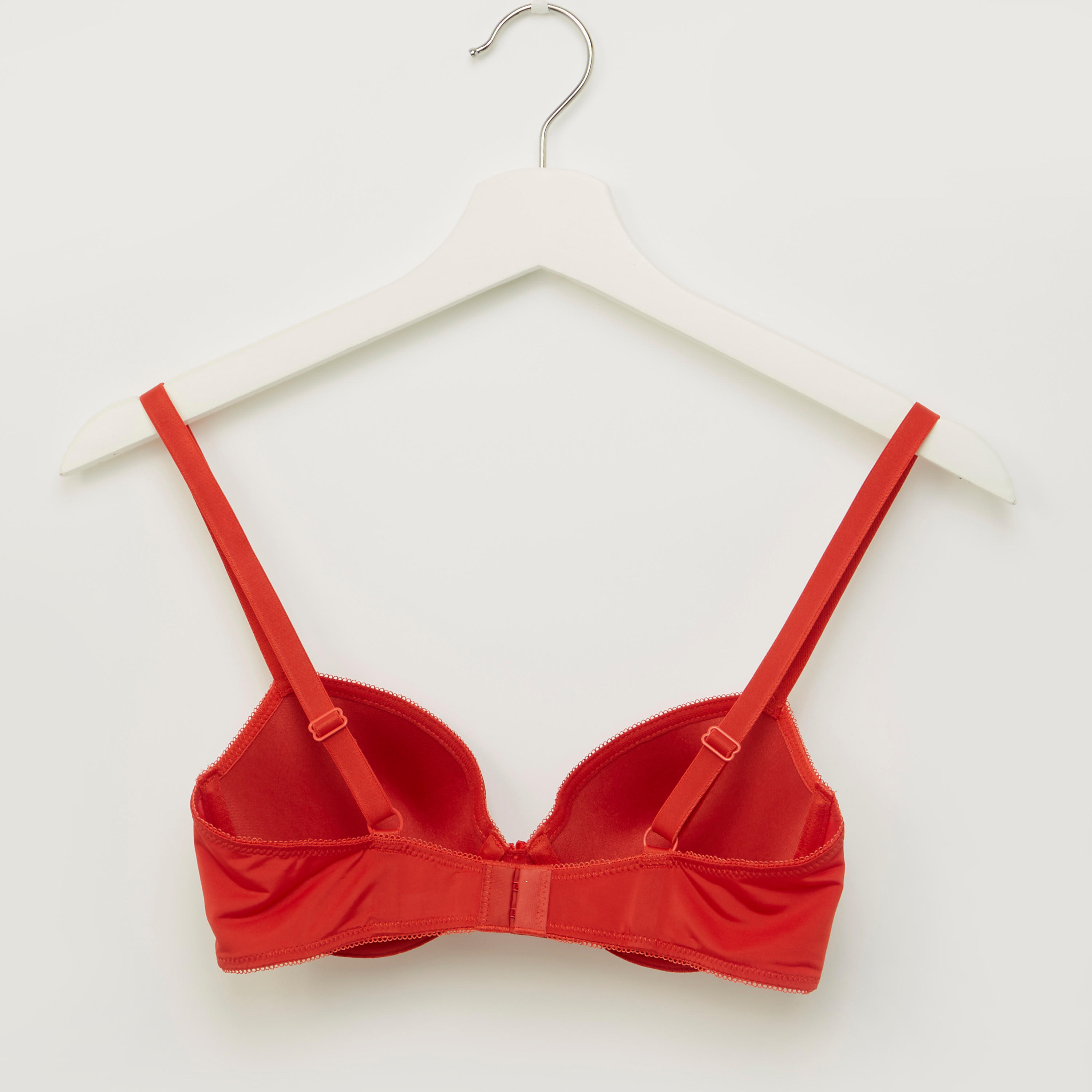 Plain Padded Plunge Bra with Hook and Eye Closure-women-clothing-lingerie-bras-image-2