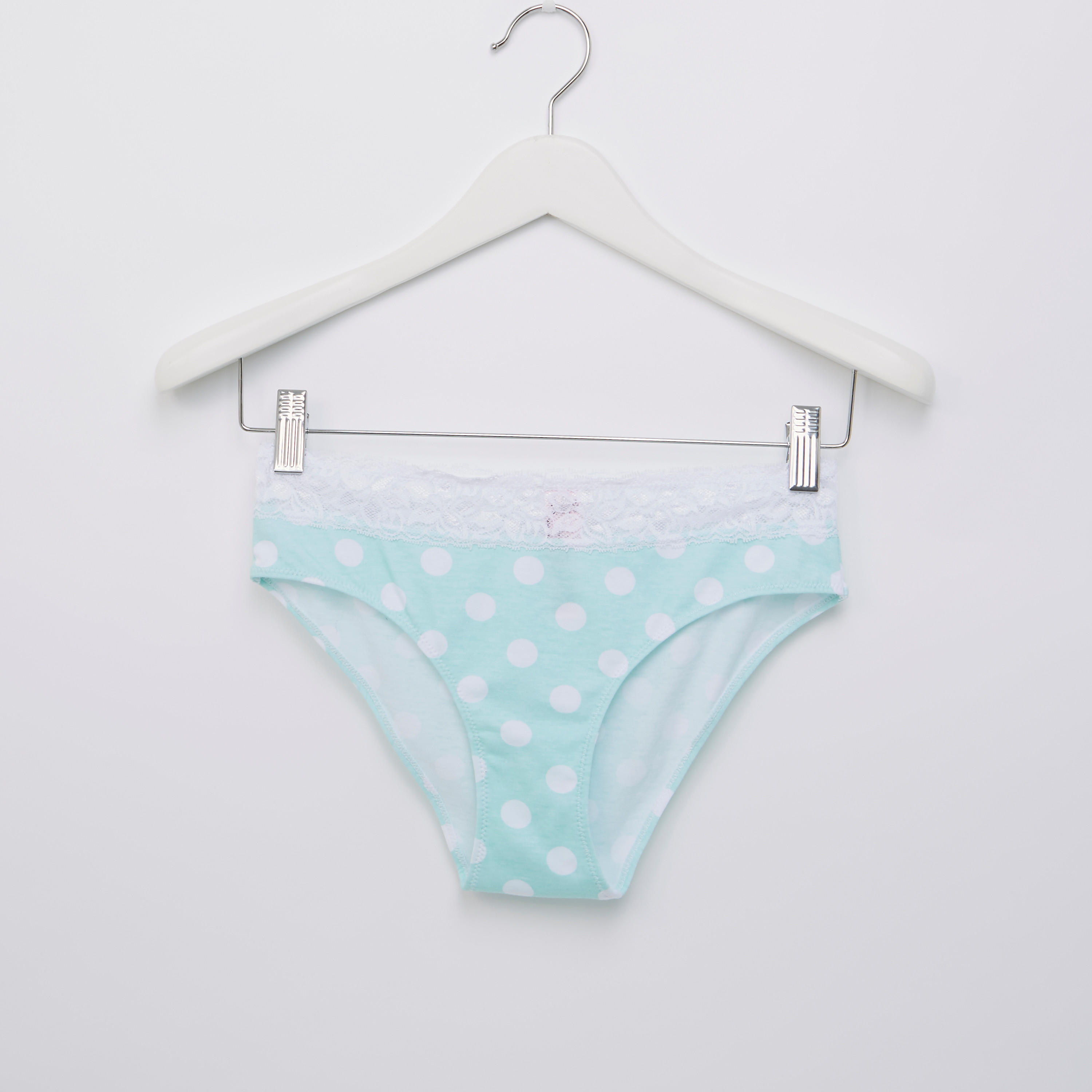 Printed High Leg Bikini Briefs with Lace Detail-women-clothing-lingerie-panties-image-1