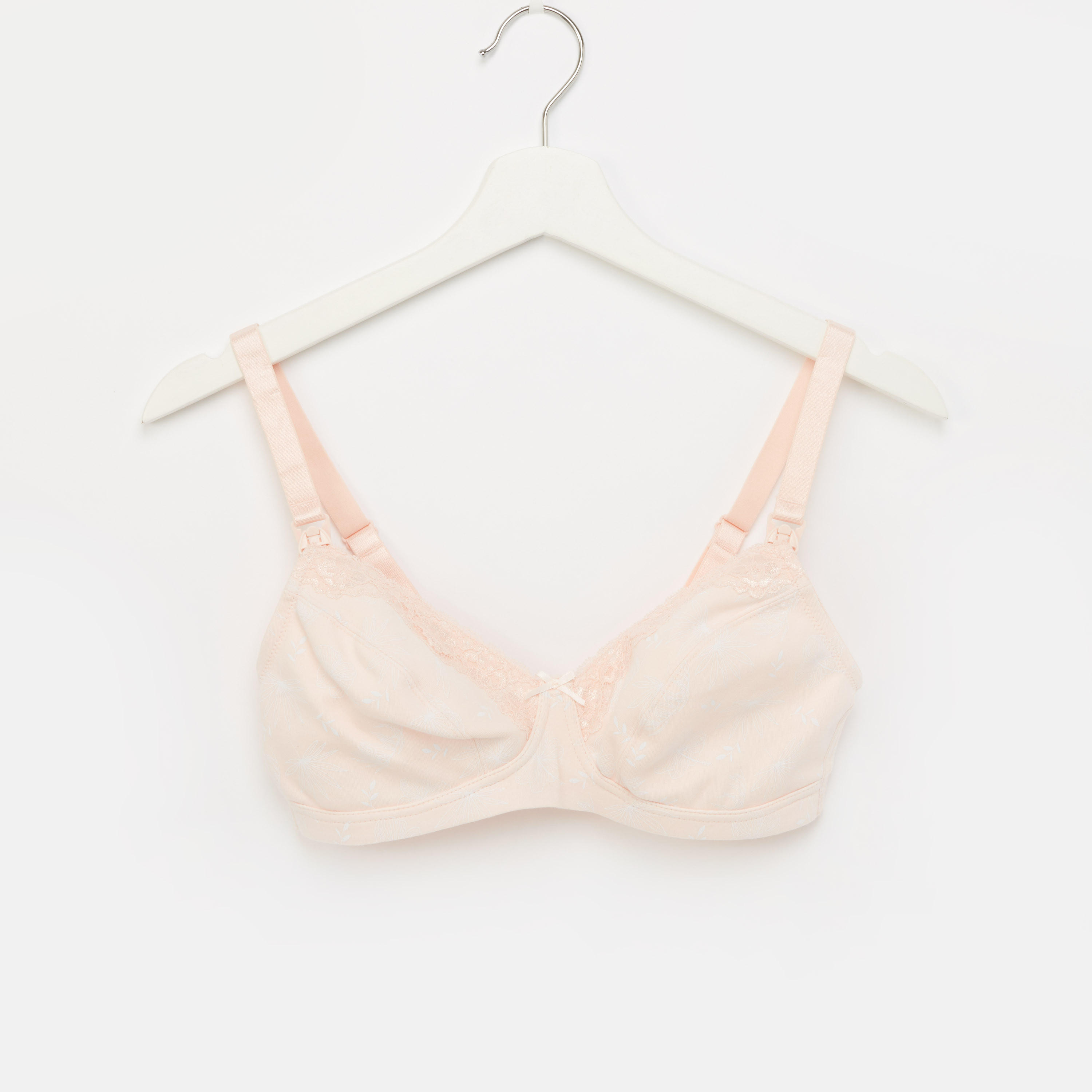 Lace Detail Plain Bra with Hook and Eye Closure-women-clothing-lingerie-bras-image-1