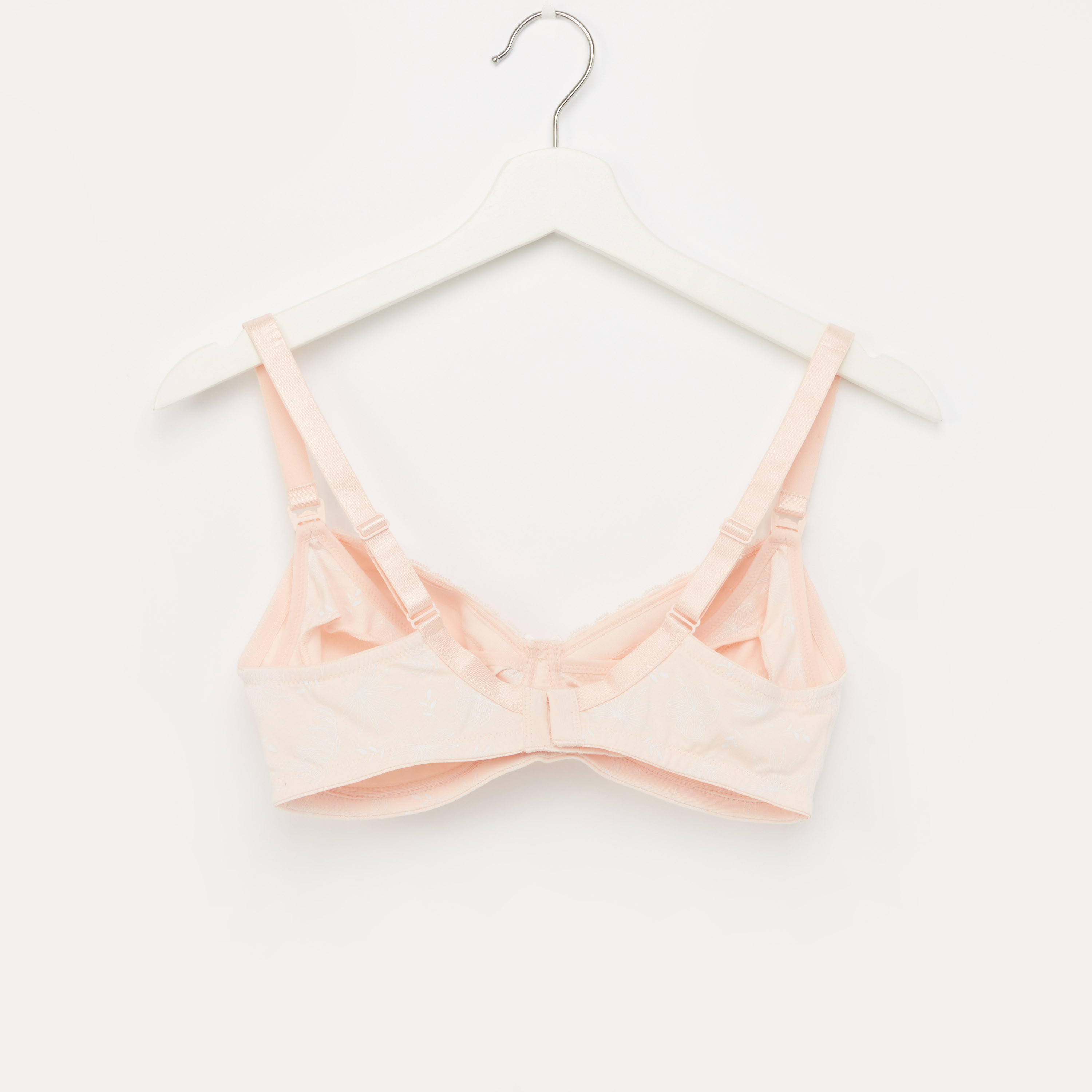 Lace Detail Plain Bra with Hook and Eye Closure-women-clothing-lingerie-bras-image-2