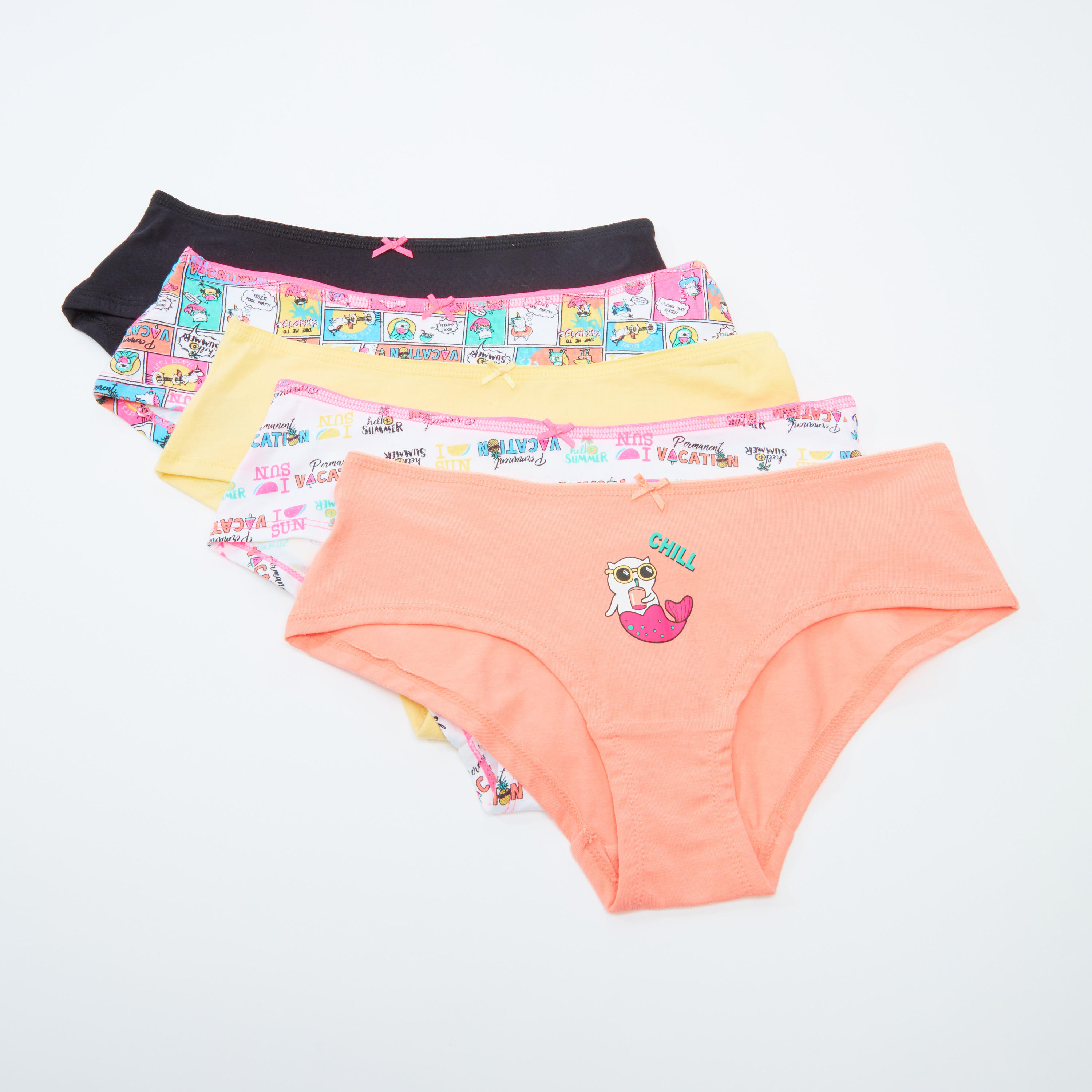 سراويل داخلية متنوعة بخصر مطّاطي - طقم من 5 قطع-women-clothing-lingerie-panties-image-1