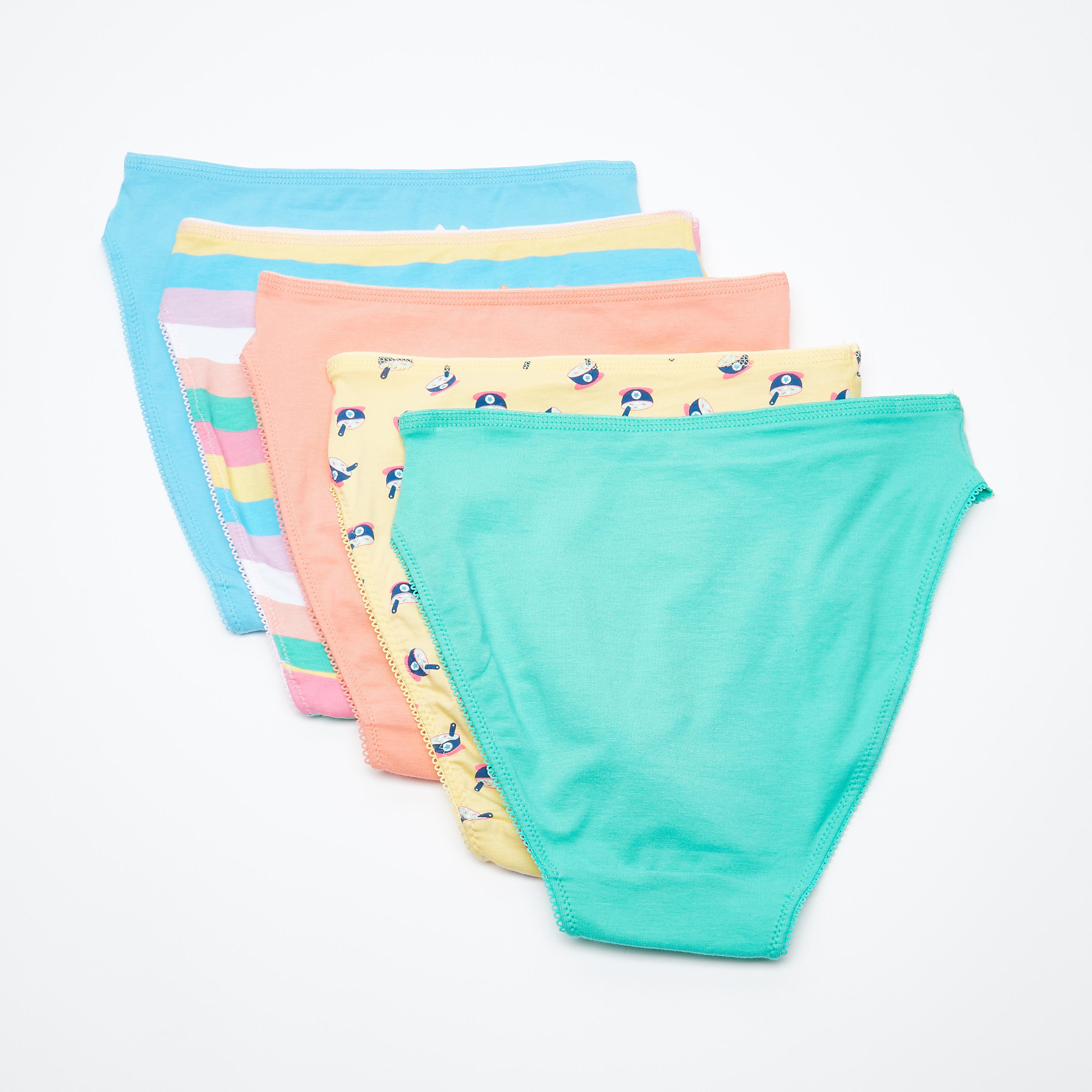 سراويل داخلية مرتفعة بخصر مطّاطي وتفاصيل دانتيل - طقم من 5 قطع-women-clothing-lingerie-panties-image-2