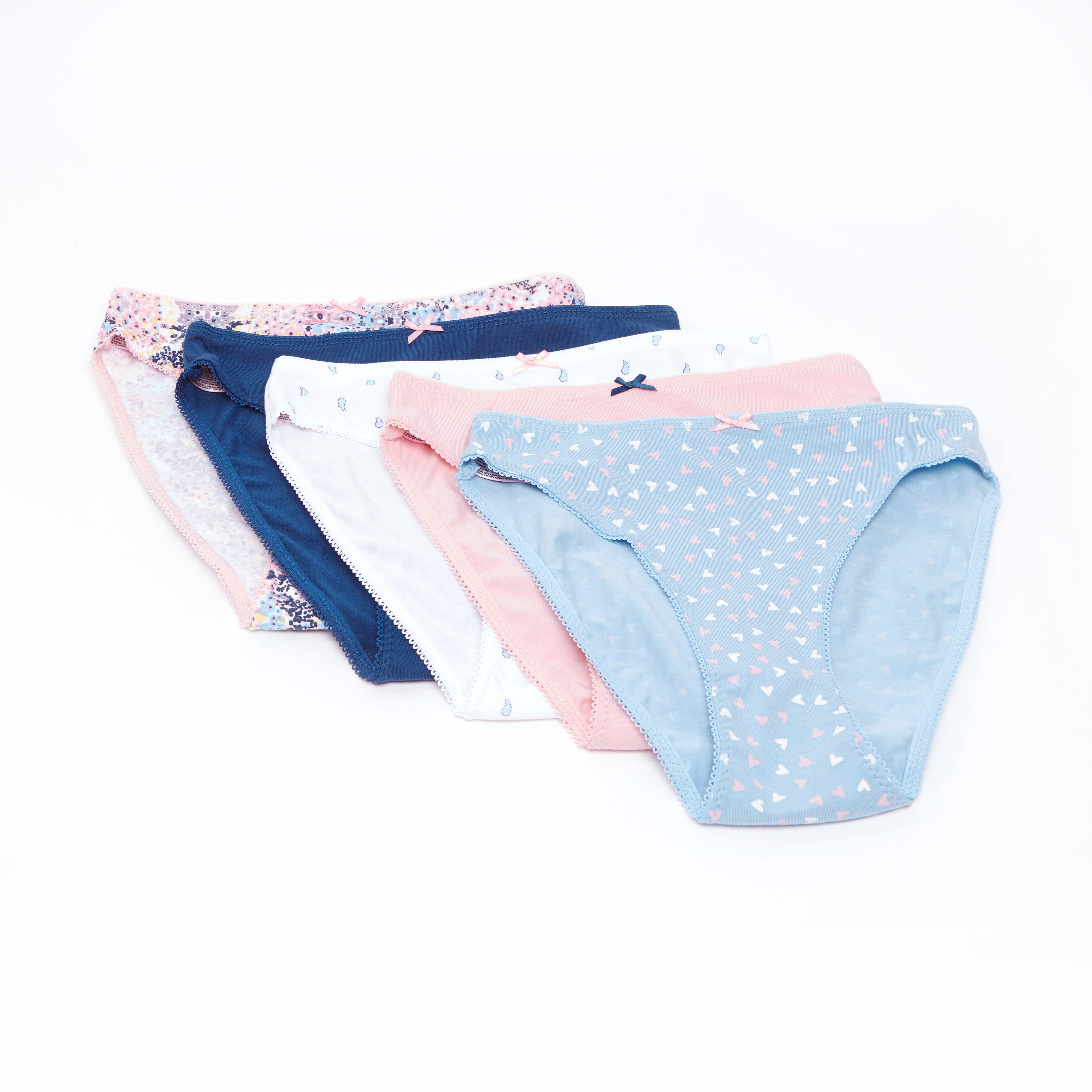 سراويل داخلية مرتفعة بخصر مطّاطي وتفاصيل دانتيل - طقم من 5 قطع-women-clothing-lingerie-panties-image-2