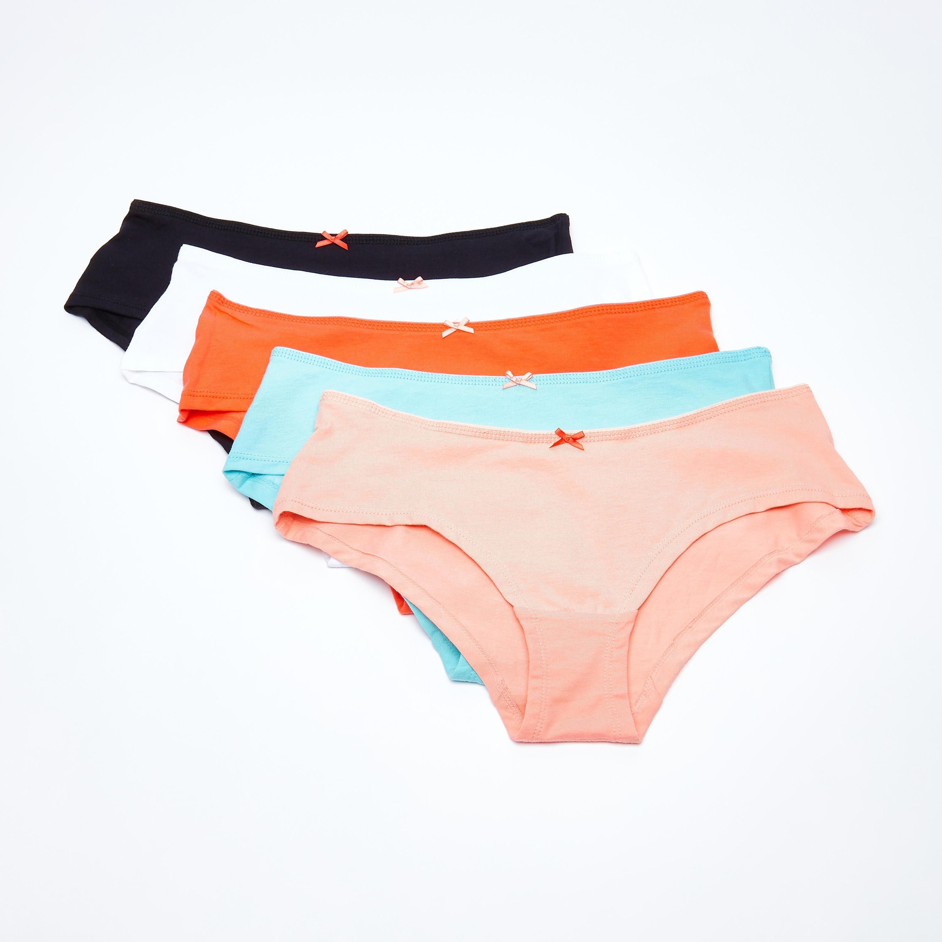 سراويل داخلية سادة بخصر مطاطي - طقم من 5 قطع-women-clothing-lingerie-panties-image-1