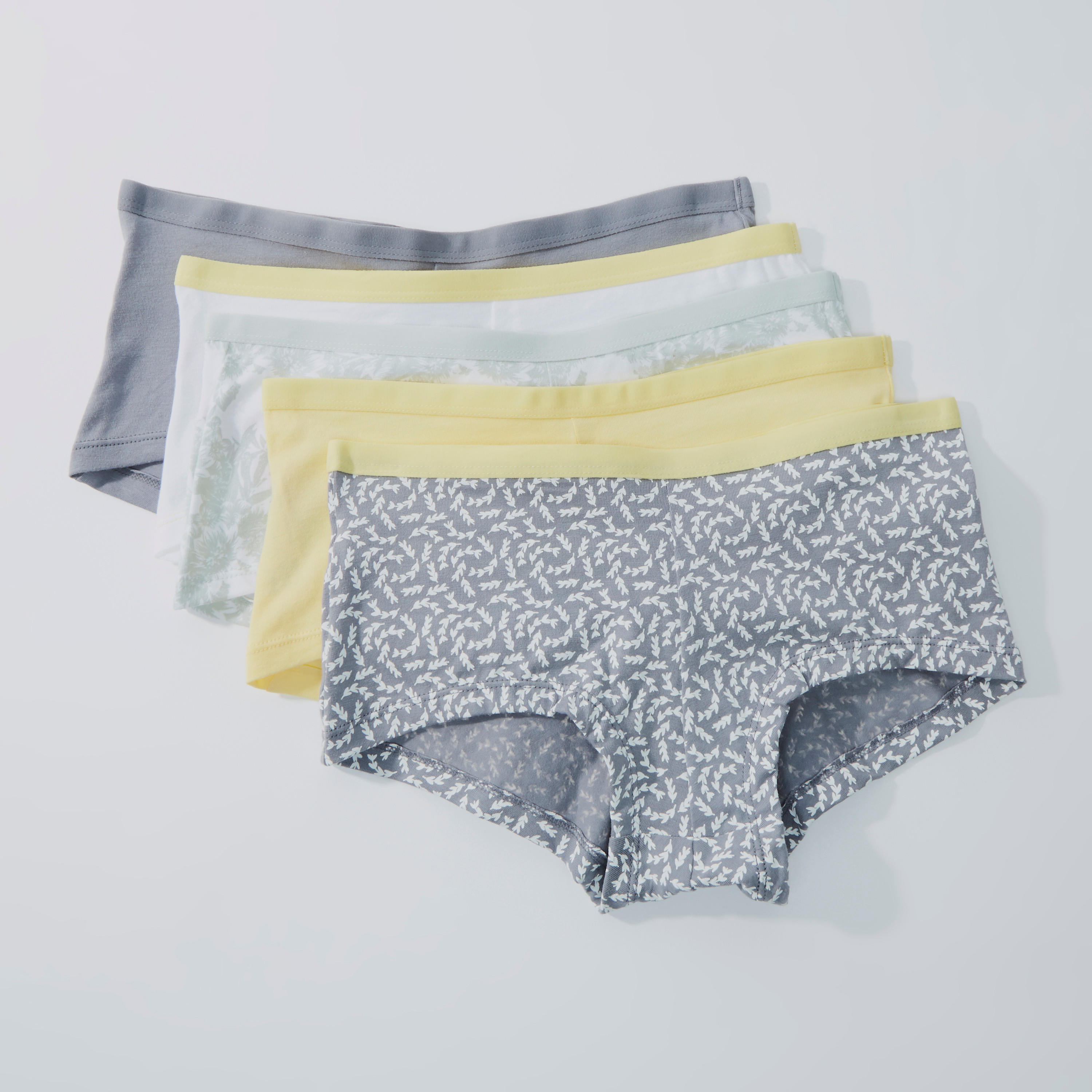سراويل داخلية بوي شورت متنوعة بخصر مطّاطي - طقم من 5 قطع-women-clothing-lingerie-panties-image-1