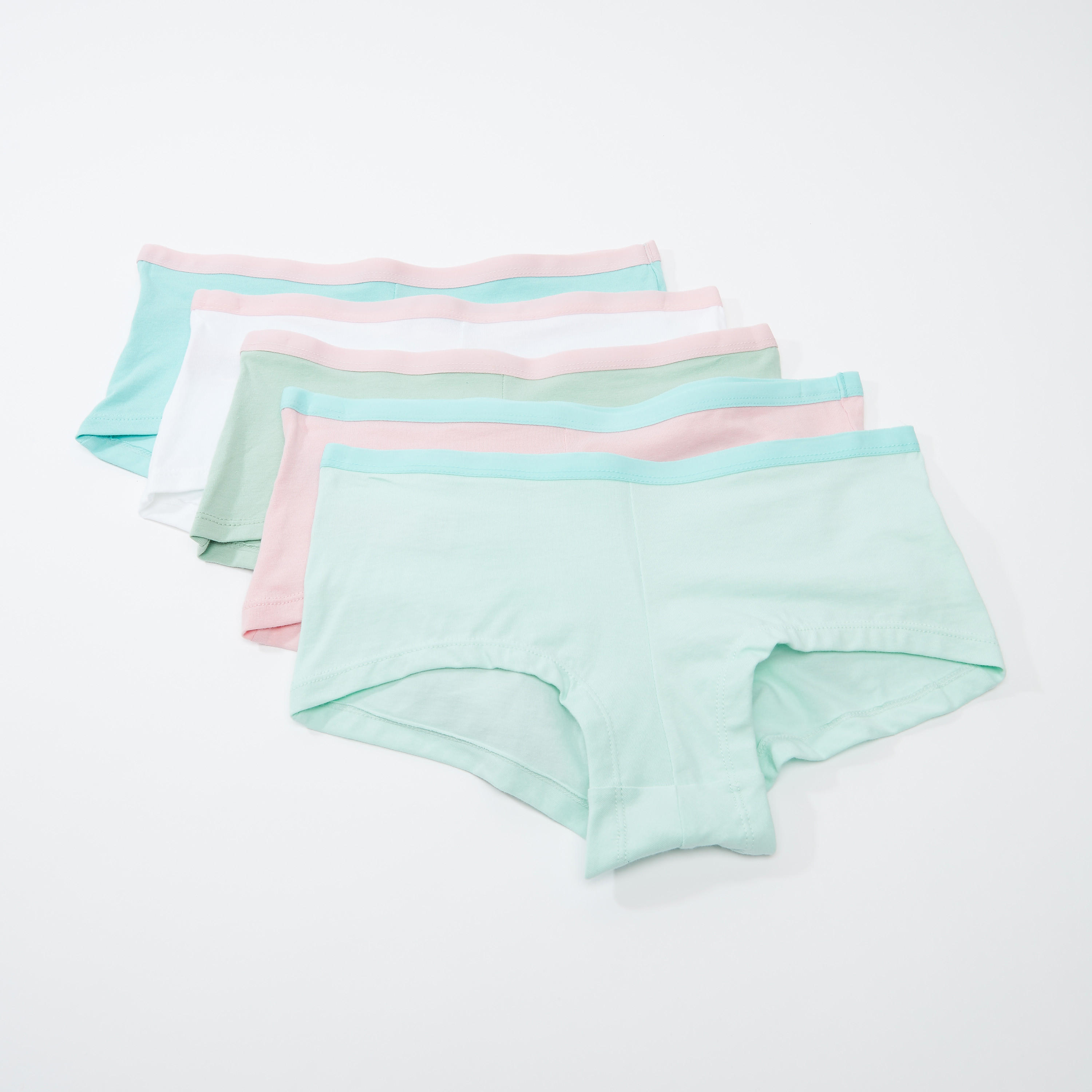 سراويل داخلية بوي شورت سادة بخصر مطّاطي - طقم من 5 قطع-women-clothing-lingerie-panties-image-1