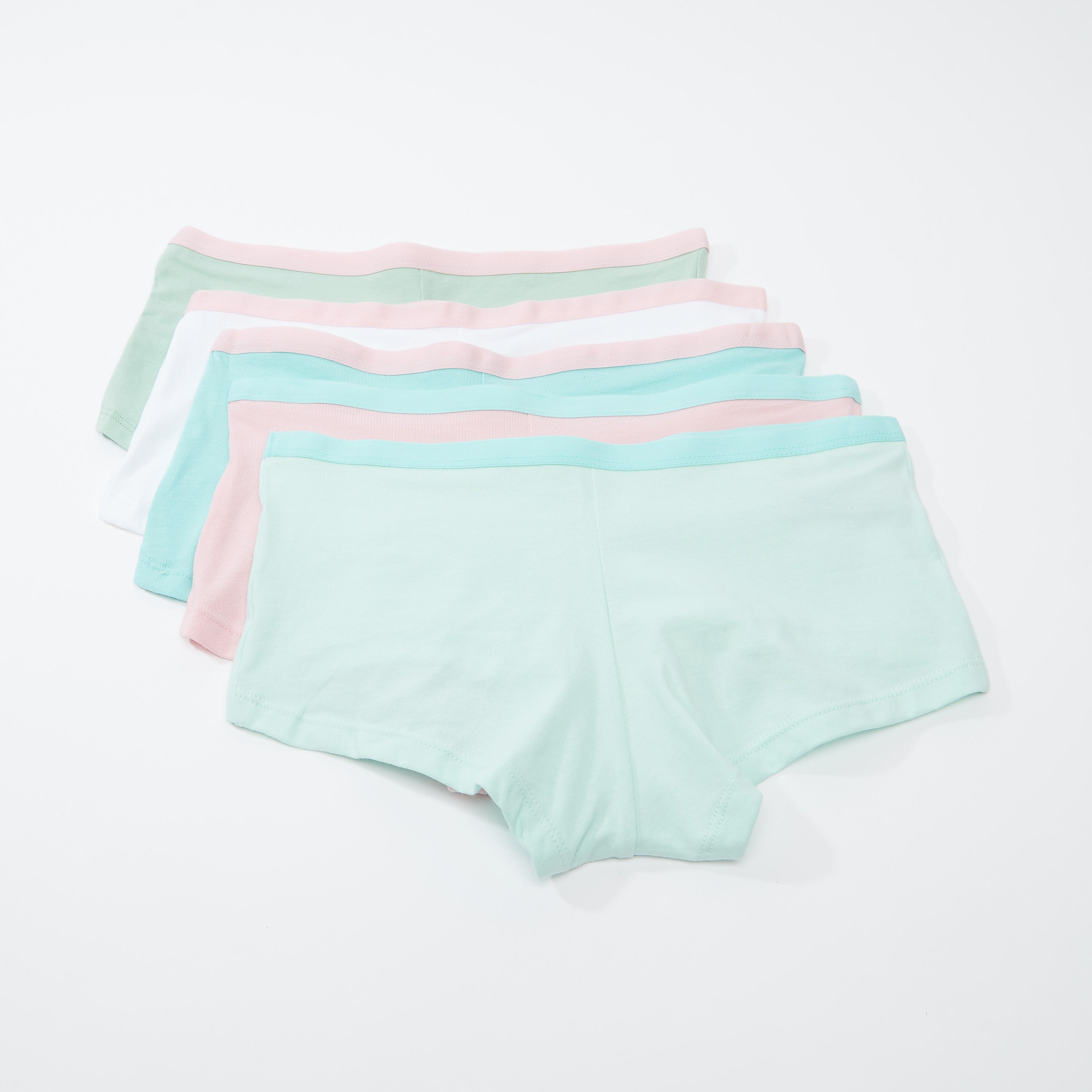 سراويل داخلية بوي شورت سادة بخصر مطّاطي - طقم من 5 قطع-women-clothing-lingerie-panties-image-2