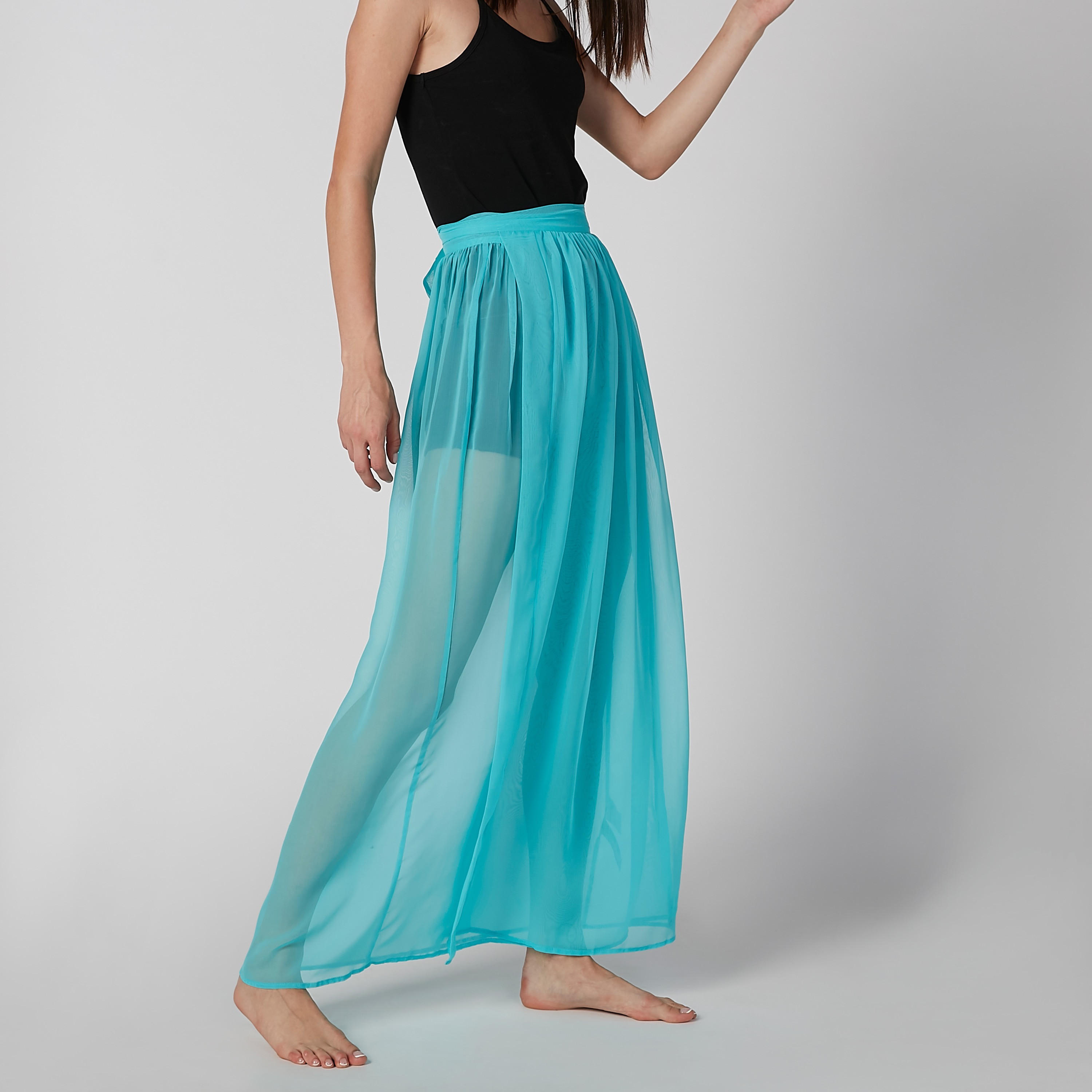 تنورة طويلة سادة بأربطة-women-clothing-bottoms-skirts-image-1