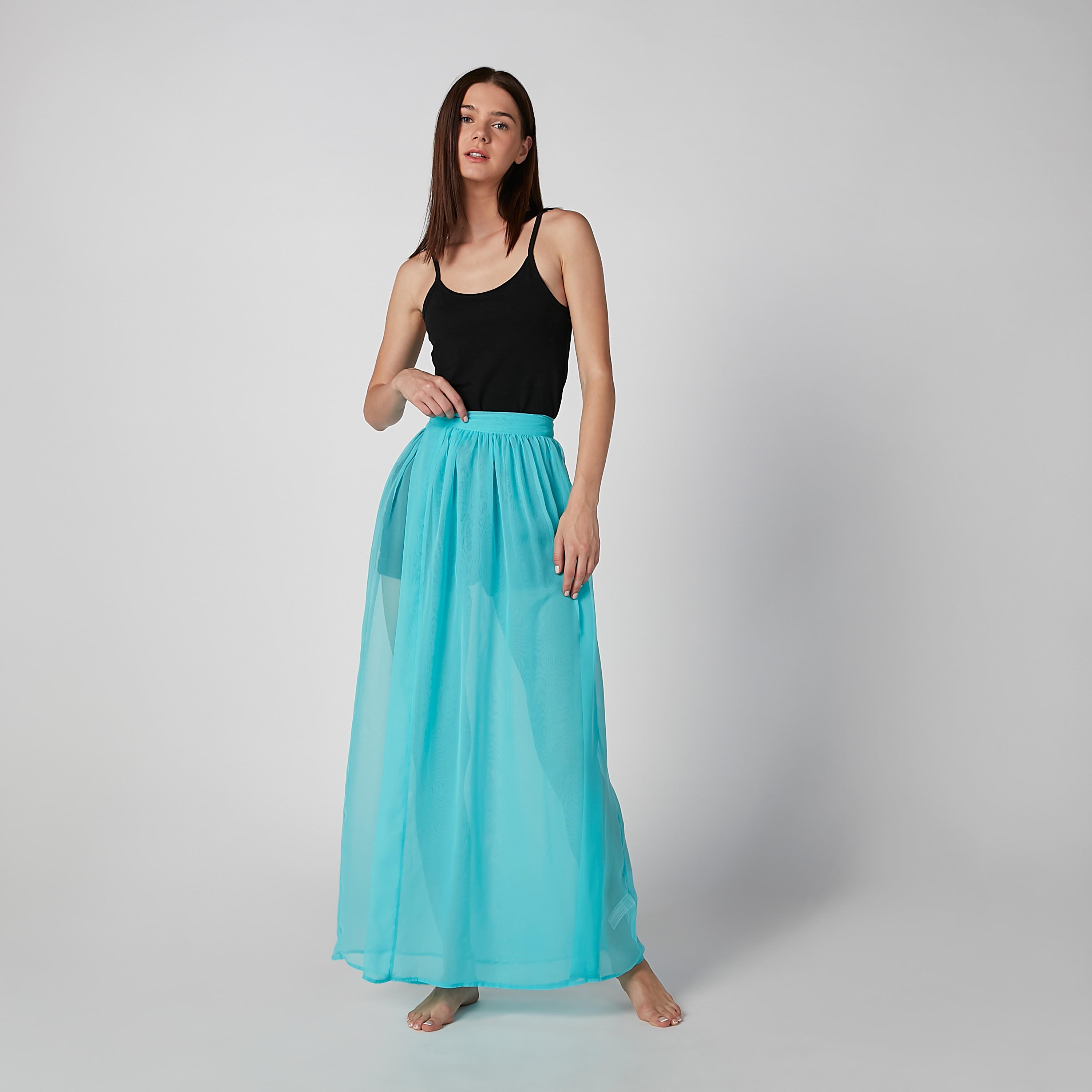 Plain Maxi Skirt with Tie Ups-women-clothing-bottoms-skirts-image-2