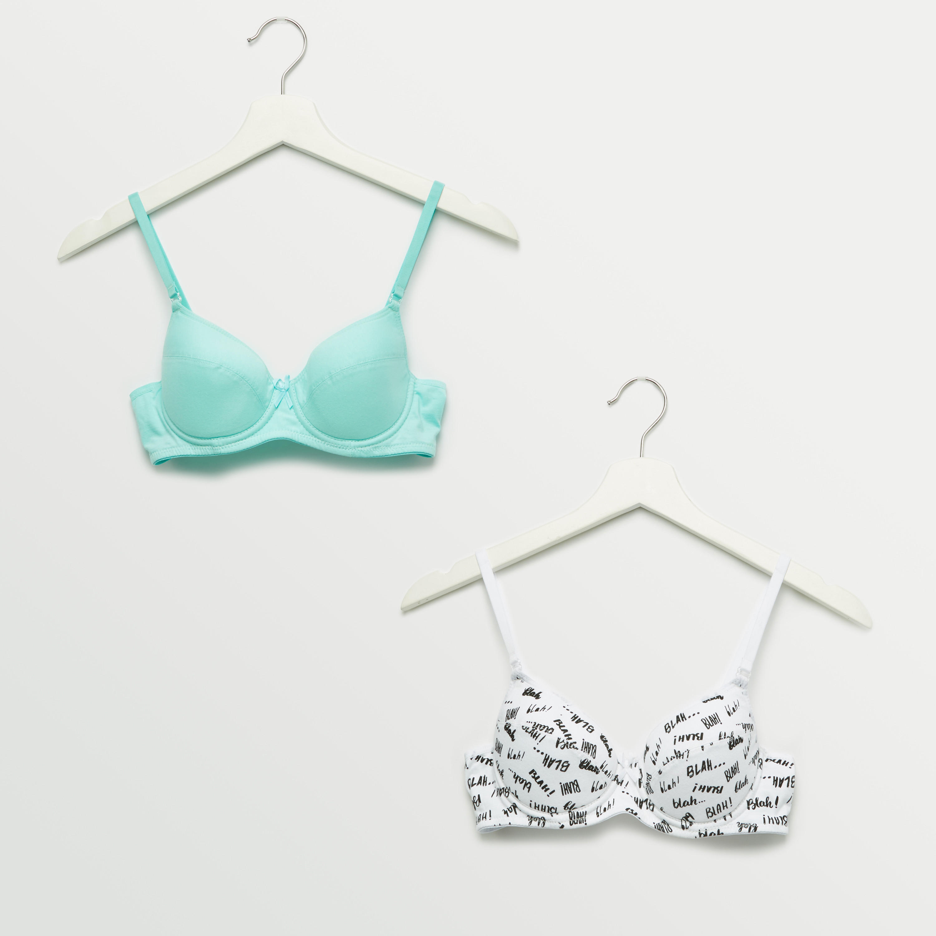 صدريّة تيشيرت مبطّنة بمشبك إغلاق ناعم - طقم من قطعتين-women-clothing-lingerie-bras-image-1