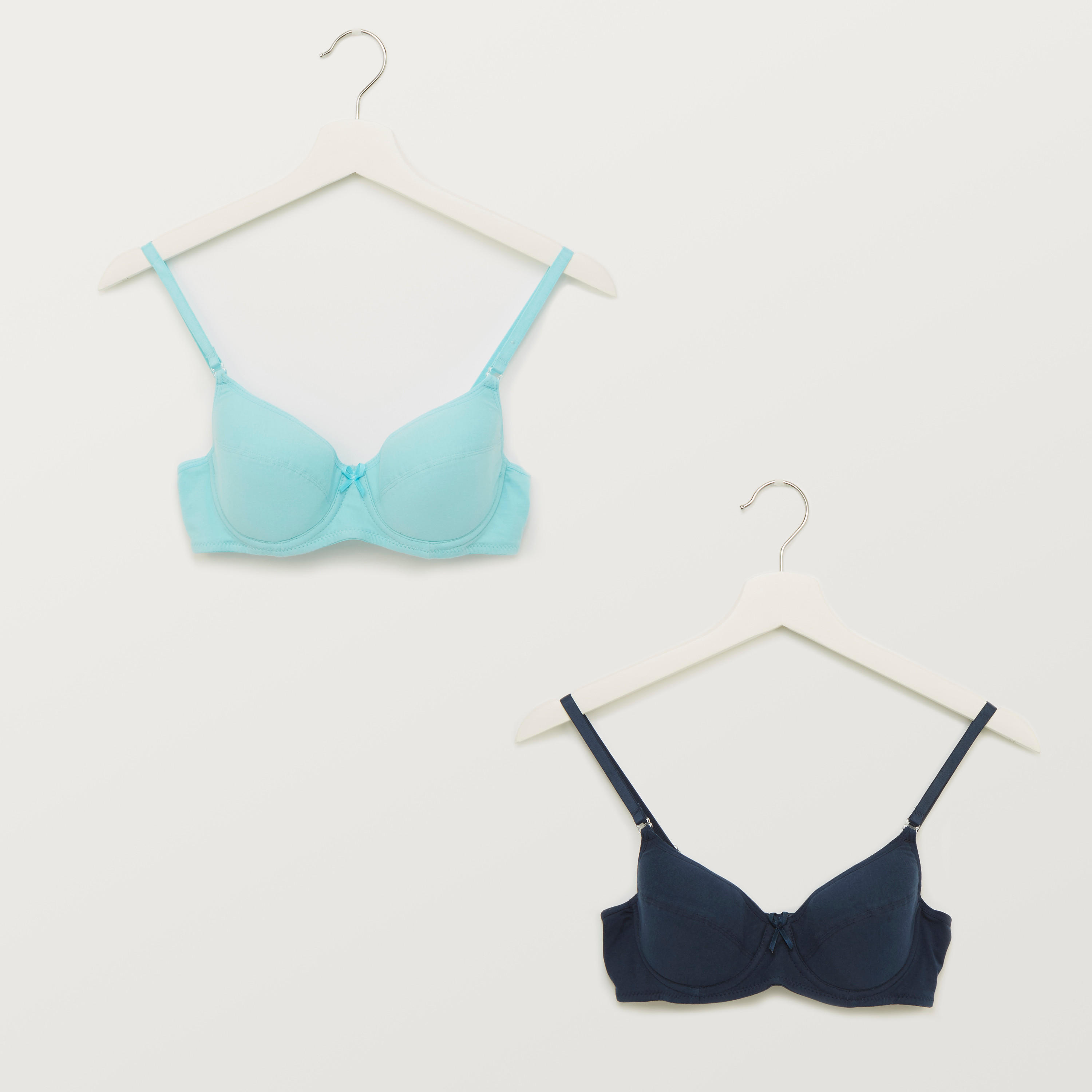 صدريّة تيشيرت سادة مبطّنة بمشبك إغلاق - طقم من قطعتين-women-clothing-lingerie-bras-image-1