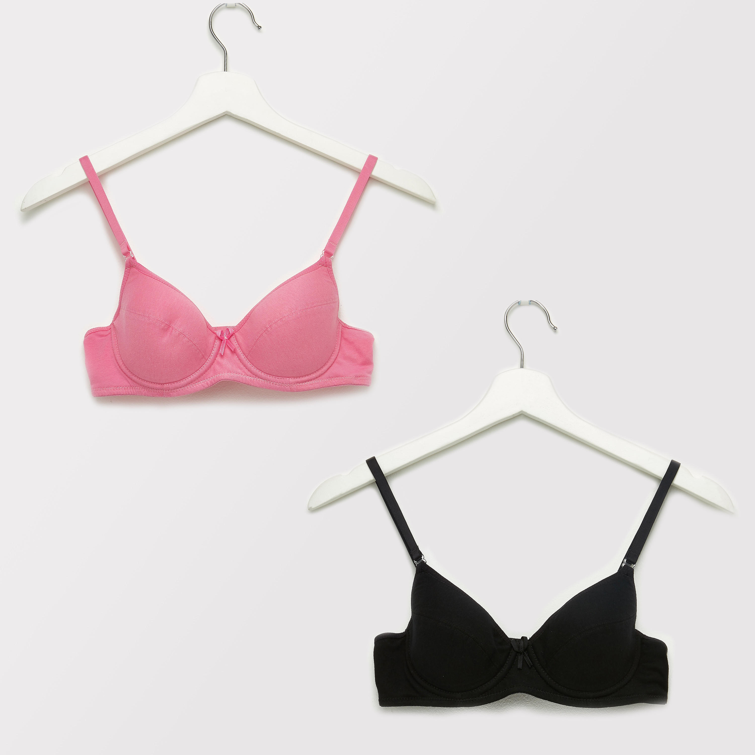 Set of 2 - Solid T-shirt Bra with Hook and Eye Closure-women-clothing-lingerie-bras-image-1