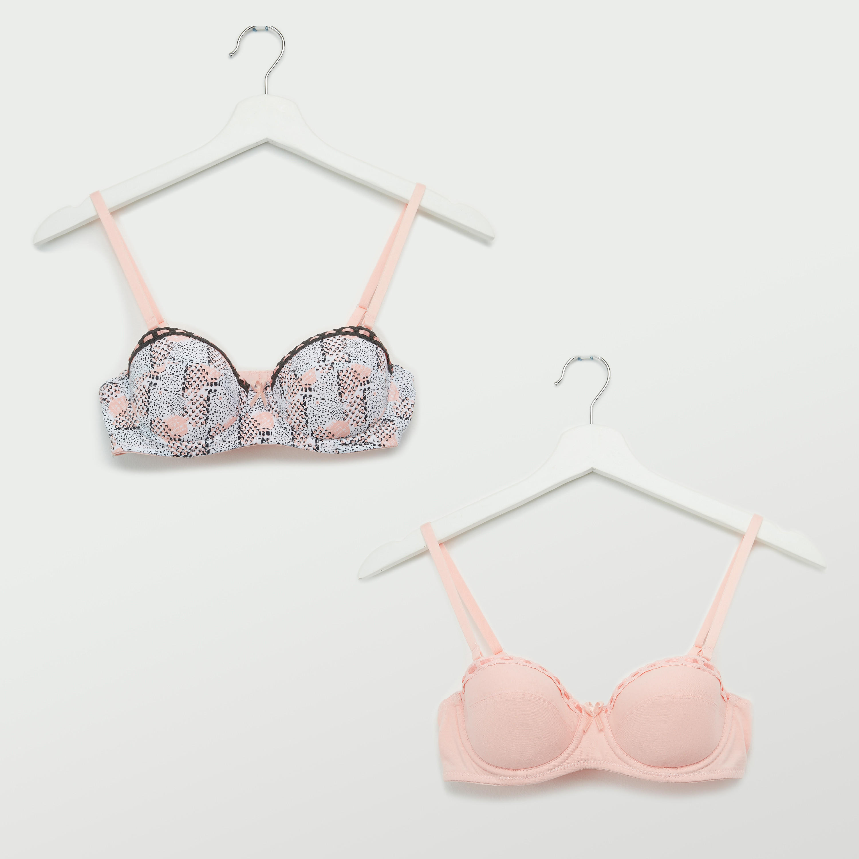 صدريّة تيشيرت مبطّنة بمشبك إغلاق ناعم - طقم من قطعتين متنوعتين-women-clothing-lingerie-bras-image-1