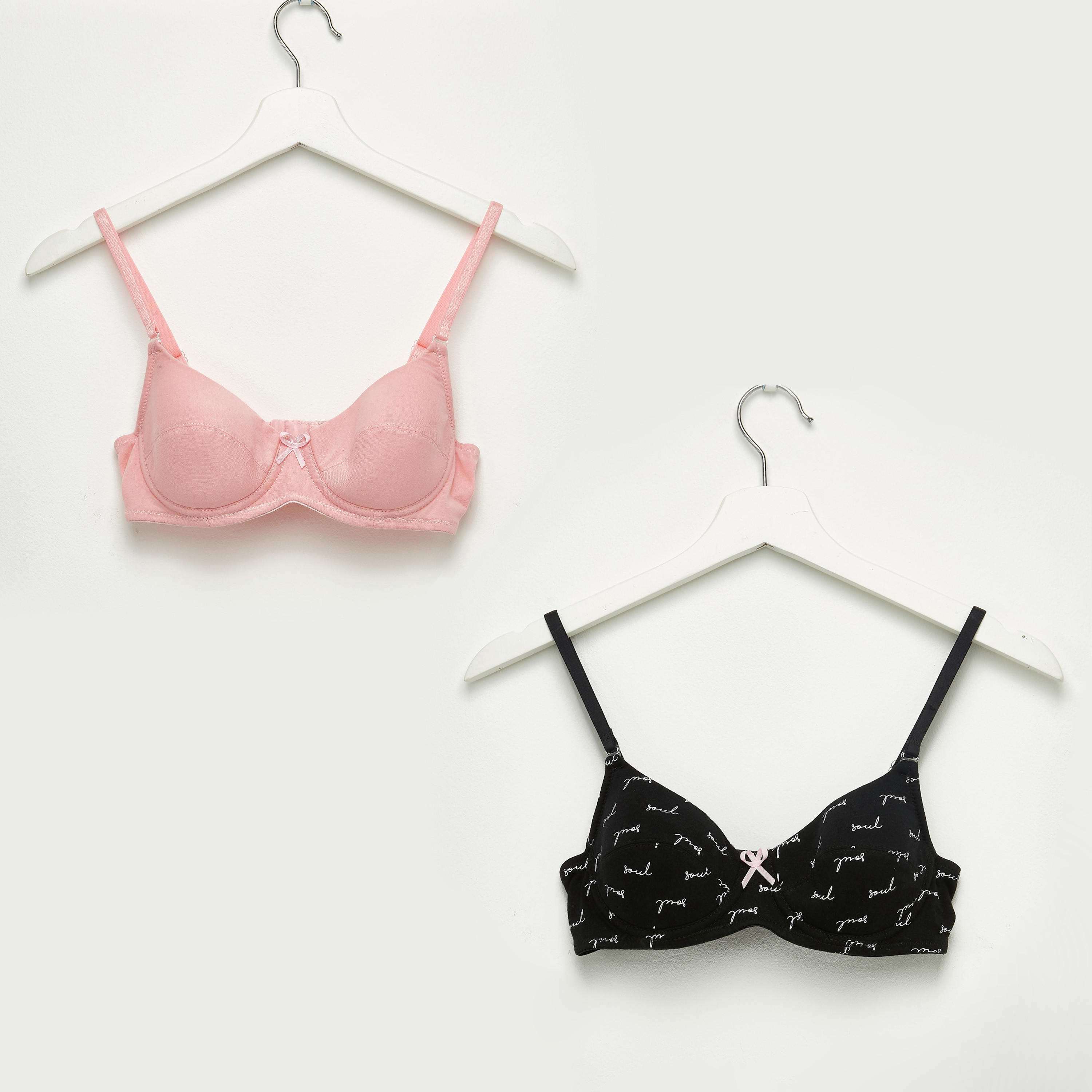 Set of 2 - Padded T-shirt Bra with Hook and Eye Closure-women-clothing-lingerie-bras-image-1