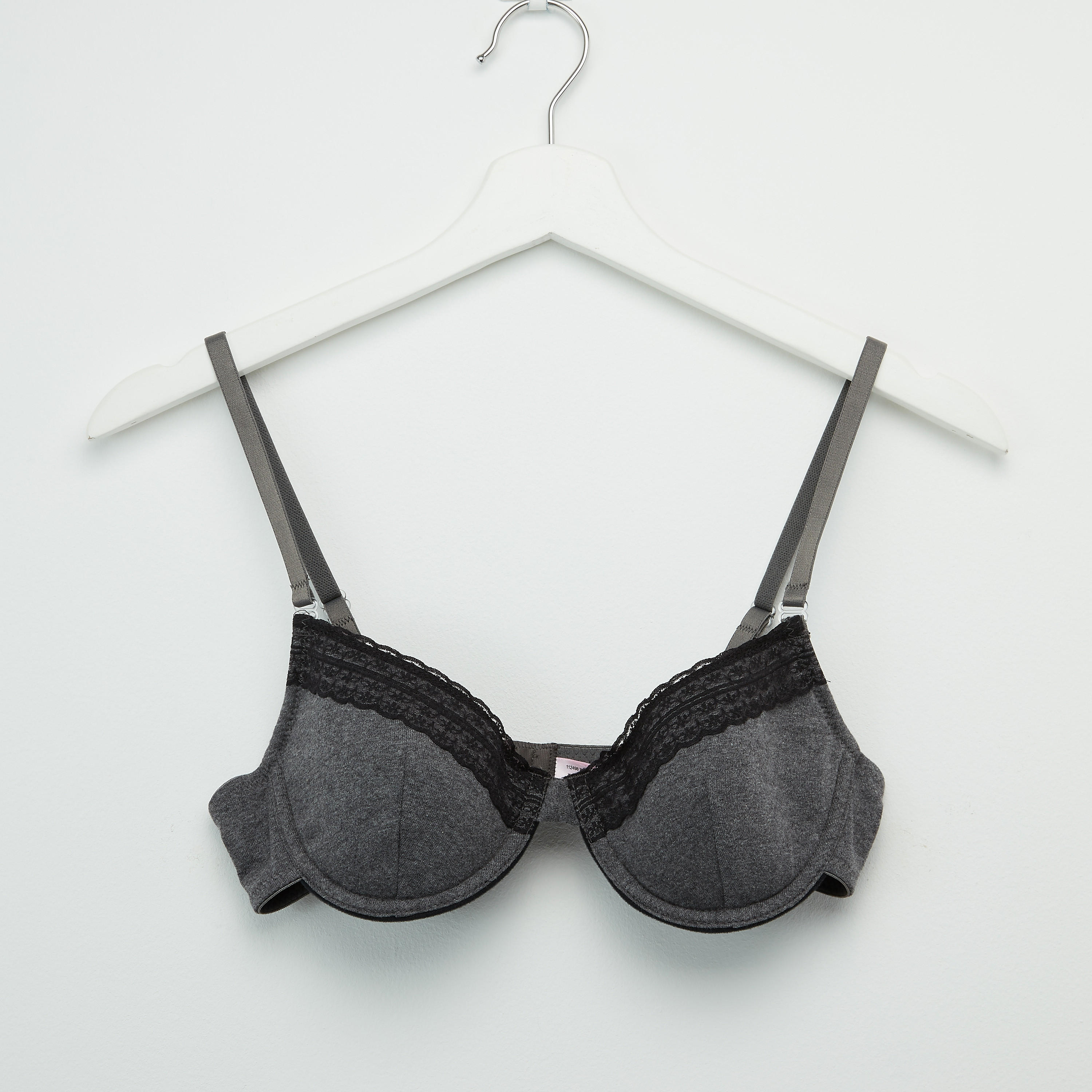 صدريّة تيشيرت مبطّنة بتفاصيل دانتيل ومشبك إغلاق - طقم من قطعتين-women-clothing-lingerie-bras-image-4