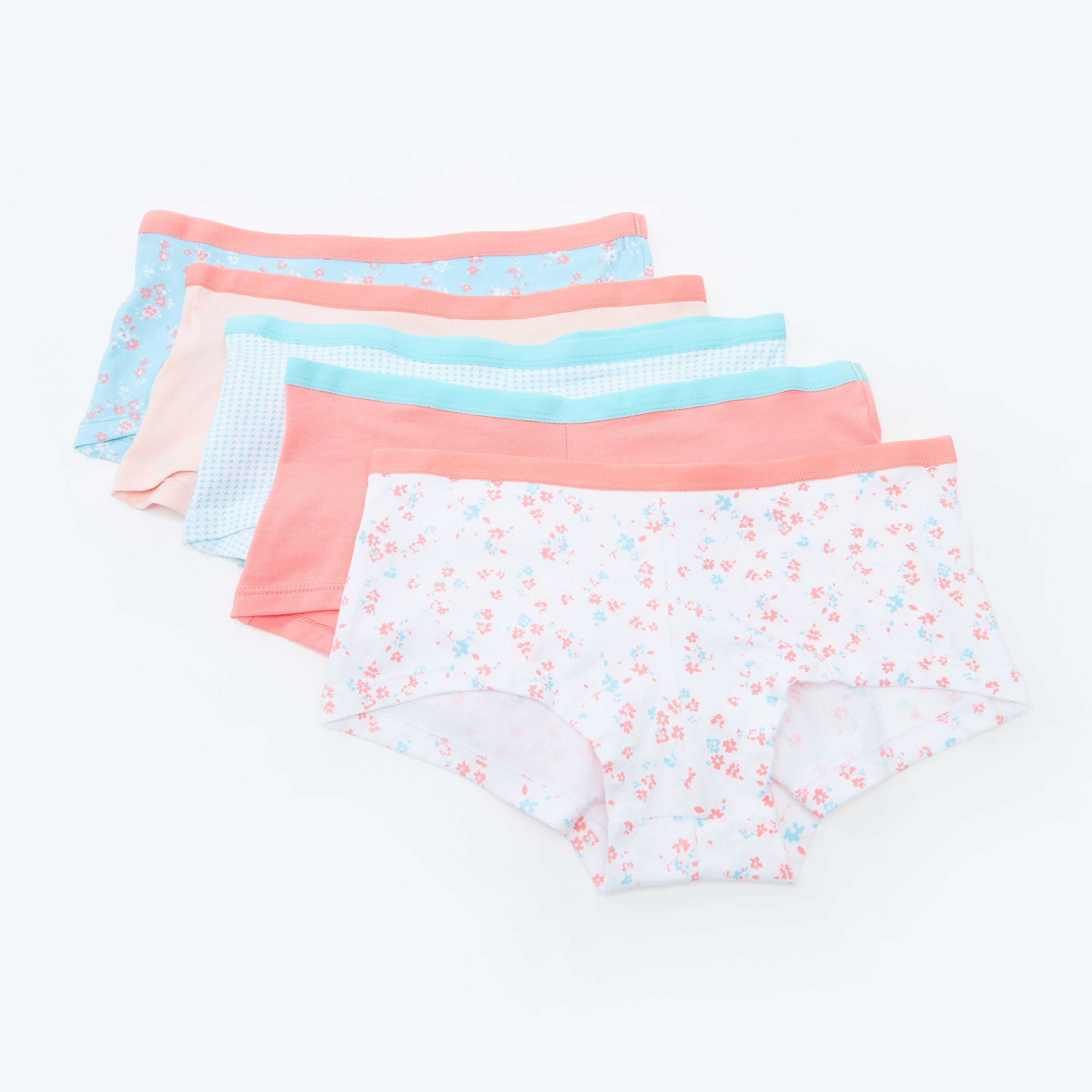 سراويل داخلية بوي شورت متنوعة بخصر مطّاطي عريض - طقم من 5 قطع-women-clothing-lingerie-panties-image-1