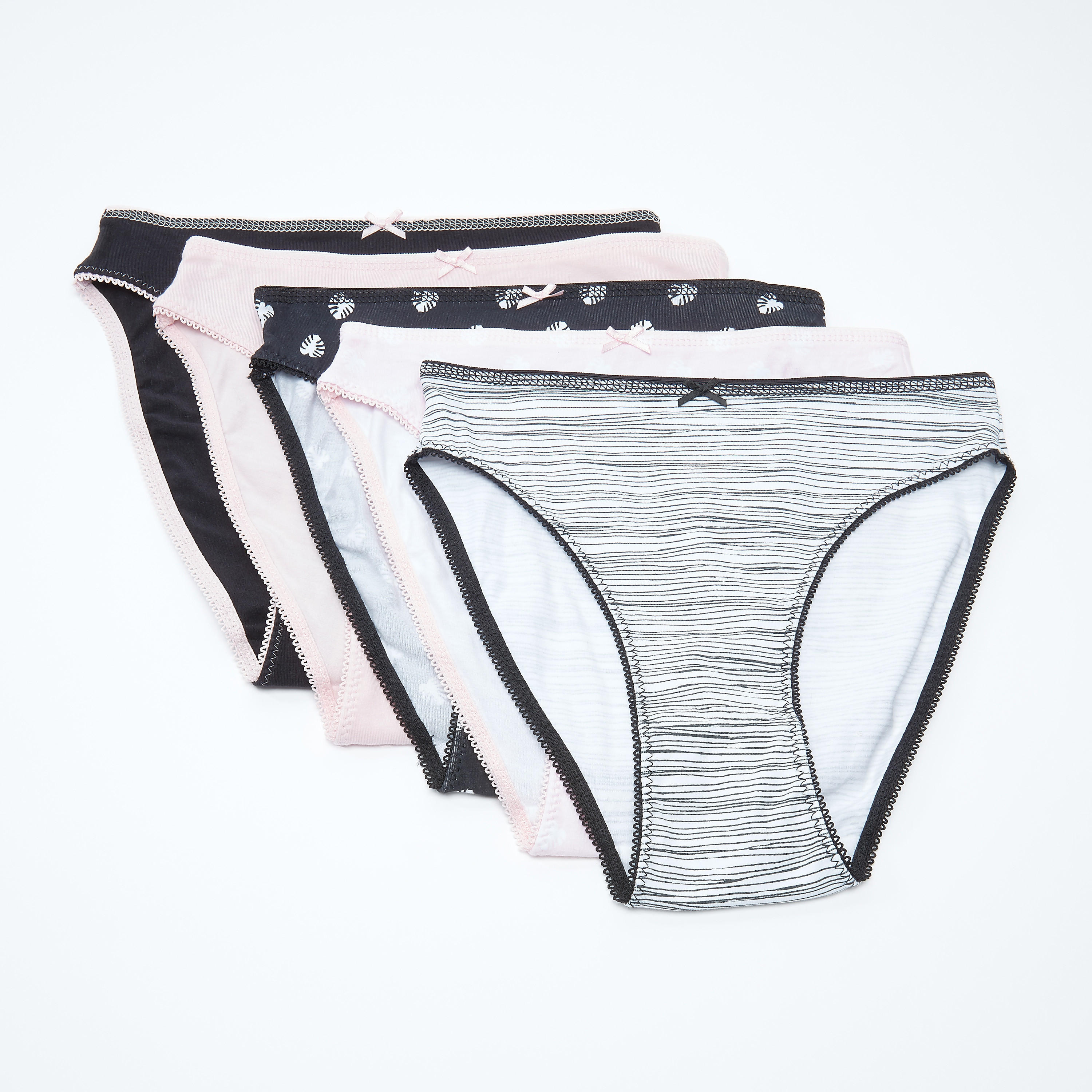 سراويل داخلية متنوعة بخصر مطّاطي - طقم من 5 قطع-women-clothing-lingerie-panties-image-1