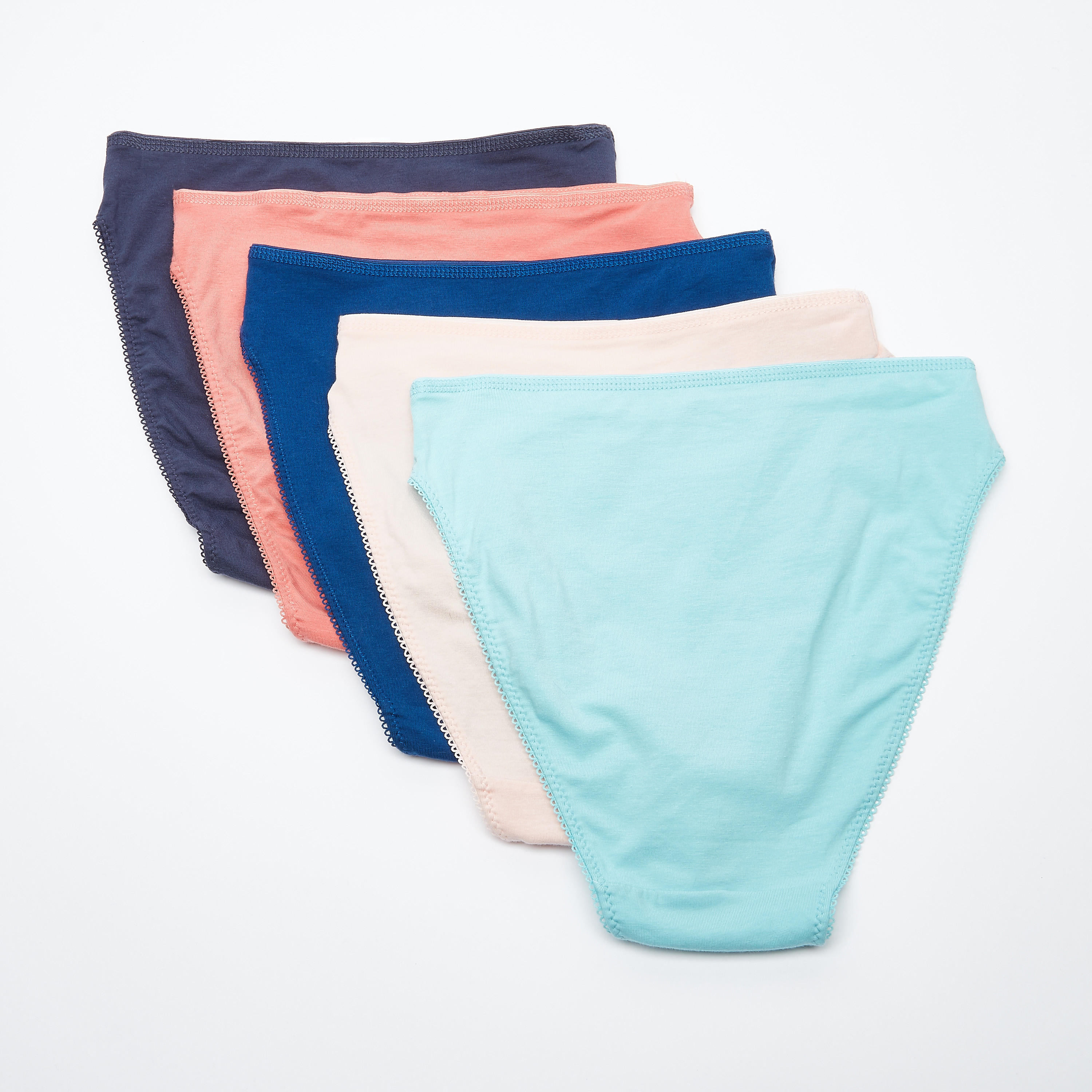 سراويل داخلية مستدامة سادة مرتفعة بتفاصيل دانتيل  - طقم من 5 قطع-women-clothing-lingerie-panties-image-3