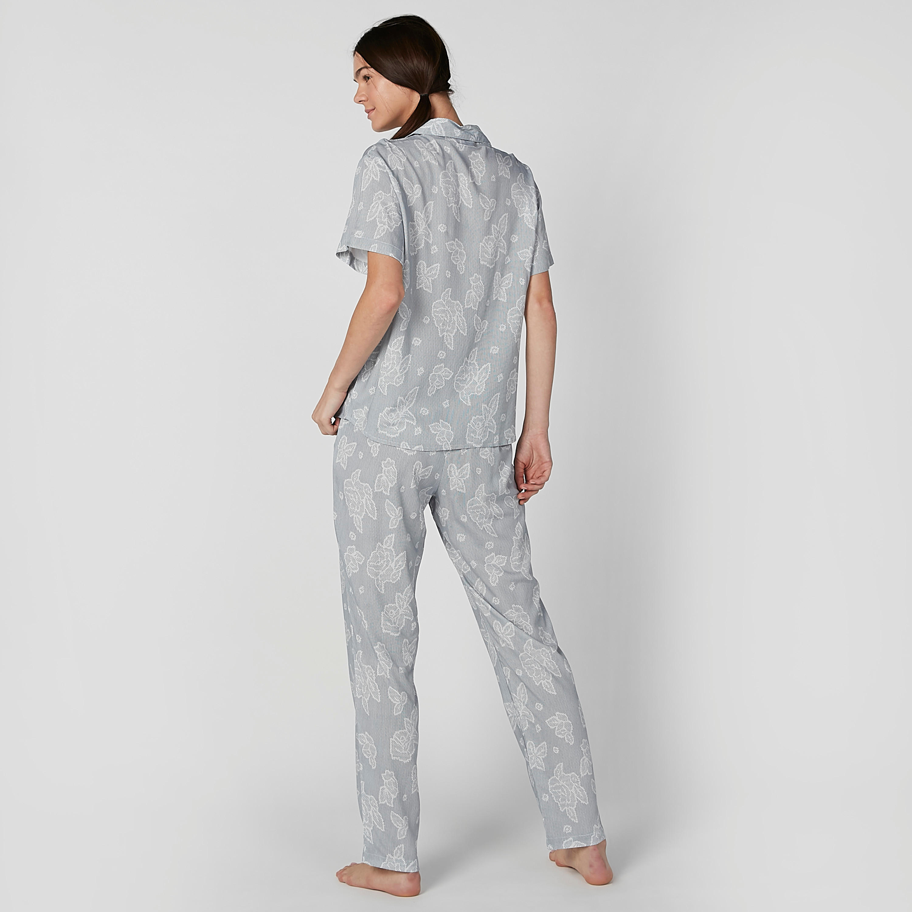 Printed Short Sleeves Shirt and Pyjama Set-women-clothing-nightwear-pyjamas-longsets-image-3