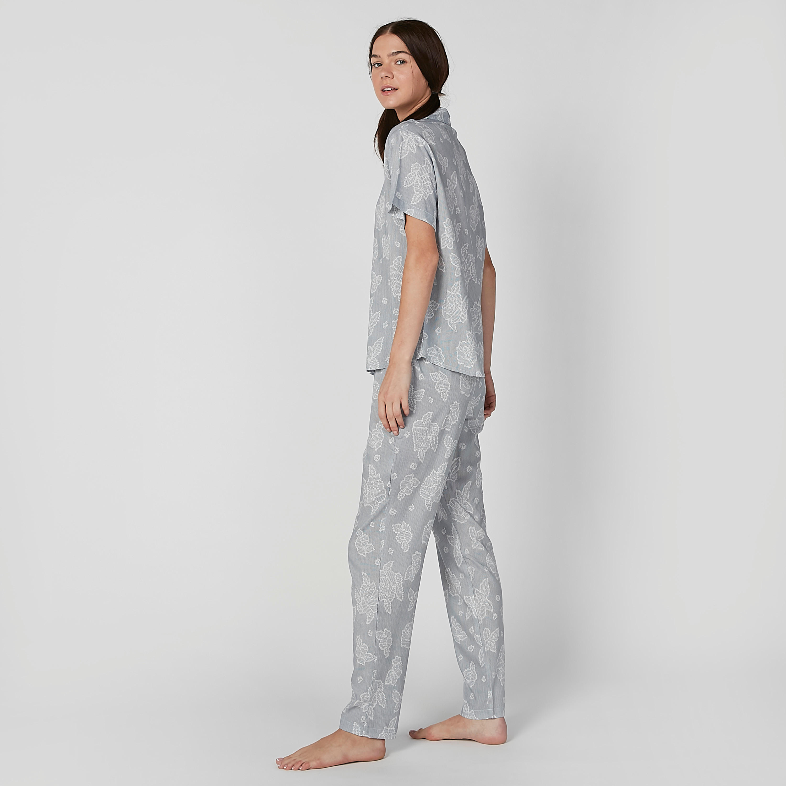 Printed Short Sleeves Shirt and Pyjama Set-women-clothing-nightwear-pyjamas-longsets-image-5