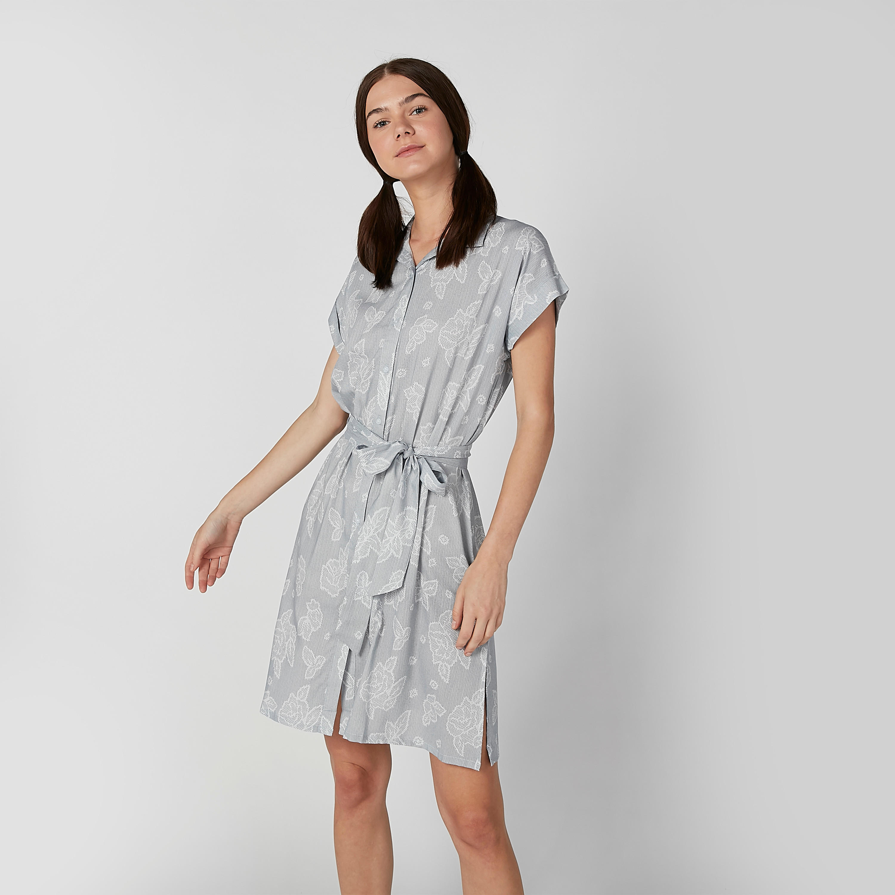 قميص نوم بأكمام كاب وأربطة وطبعات زهرية-women-clothing-nightwear-nighties-image-1